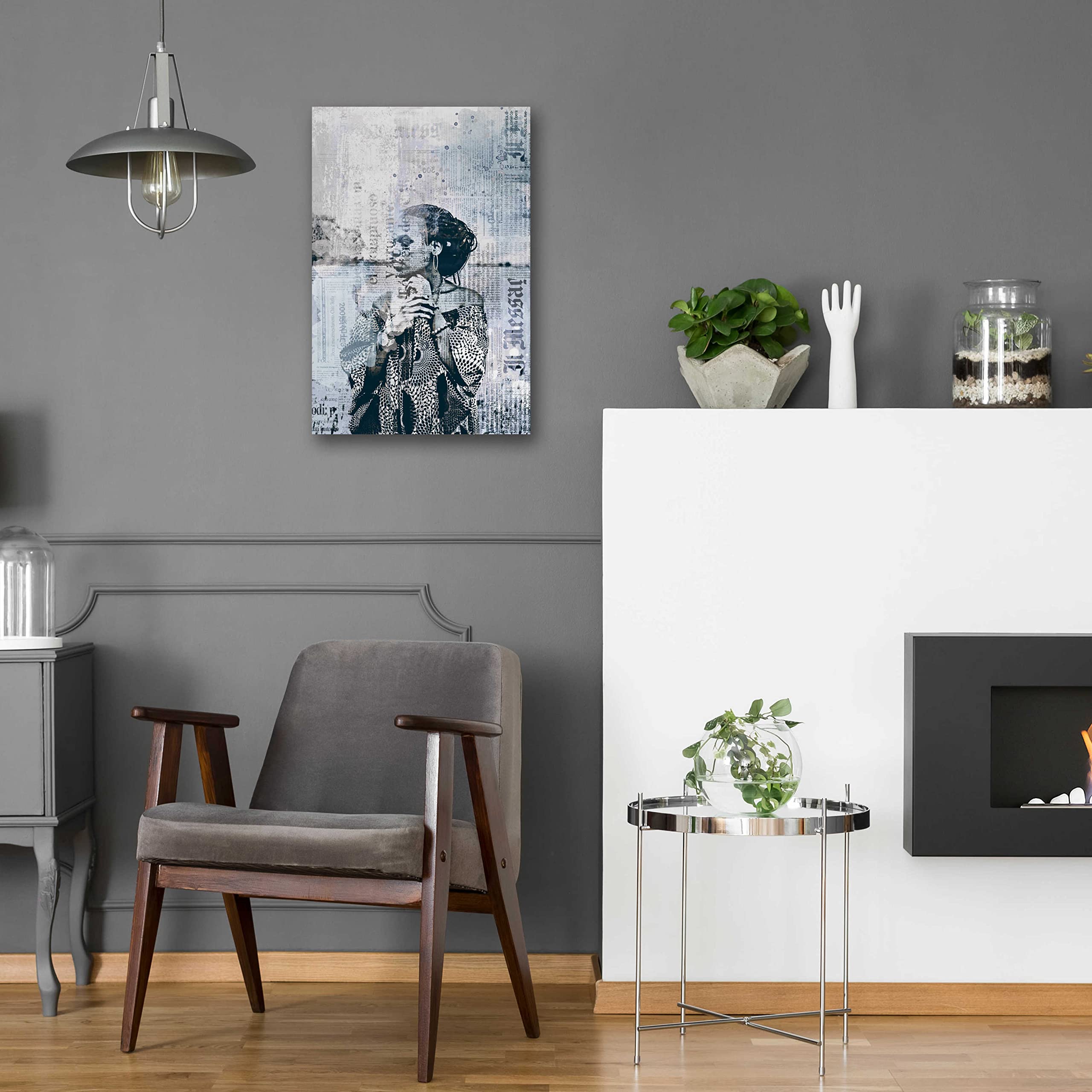 Los Angeles City Girl Blue Grey Acrylic Glass Wall Art by Andrea Haase - 16x24 Inches Modern Home Decor for Living Room, Bedroom & Office