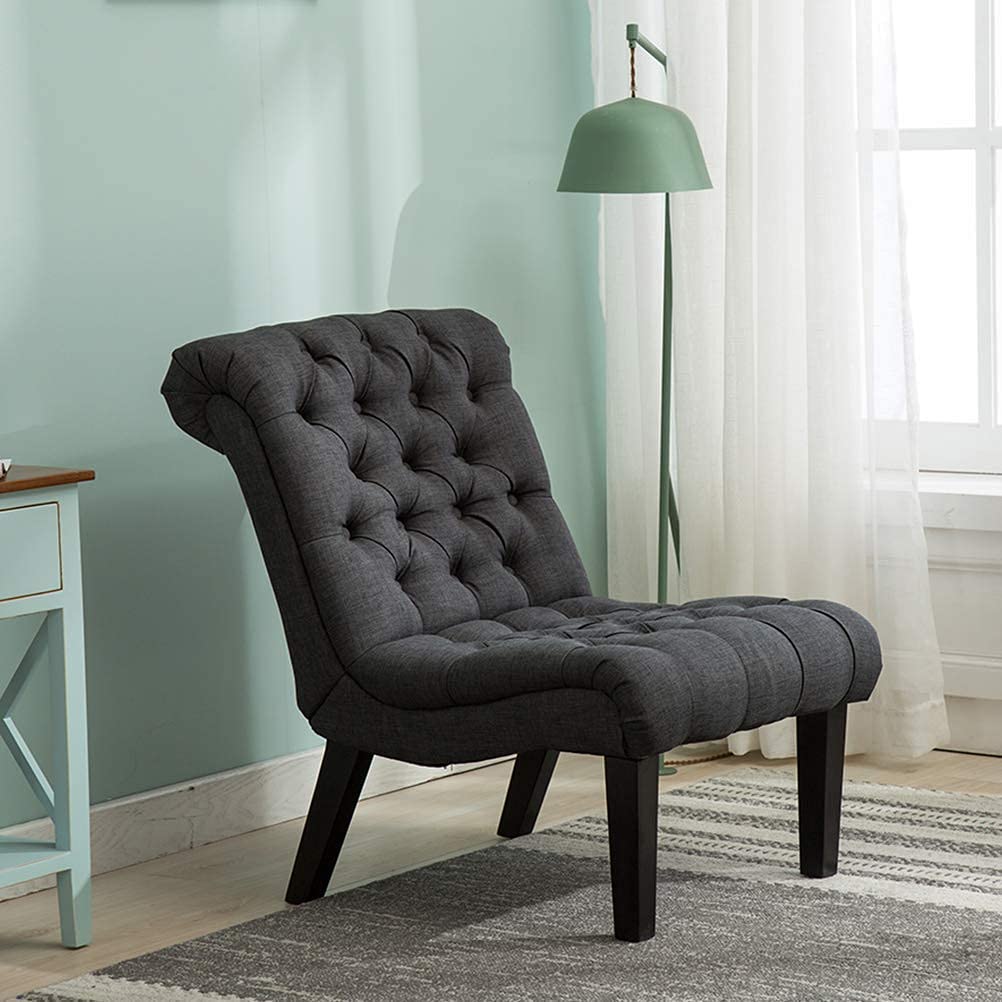 Haobo 2-Piece Armless Accent Chairs with Button Tufted Design - Modern Gray Living Room Chairs for Home, Office or Reception Area - Perfect for Small Spaces, Reading Nooks & Conversation Areas
