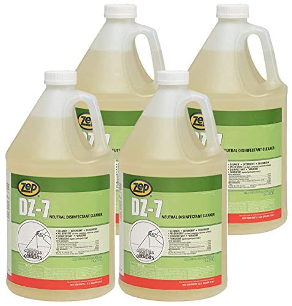 Zep DZ-7 Neutral Disinfectant Cleaner - 1 Gallon (Case of 4) | Hospital-Grade Disinfectant for Commercial & Home Use | Kills 99.9% Germs & Viruses | Safe for Floors, Countertops & High-Touch Surfaces