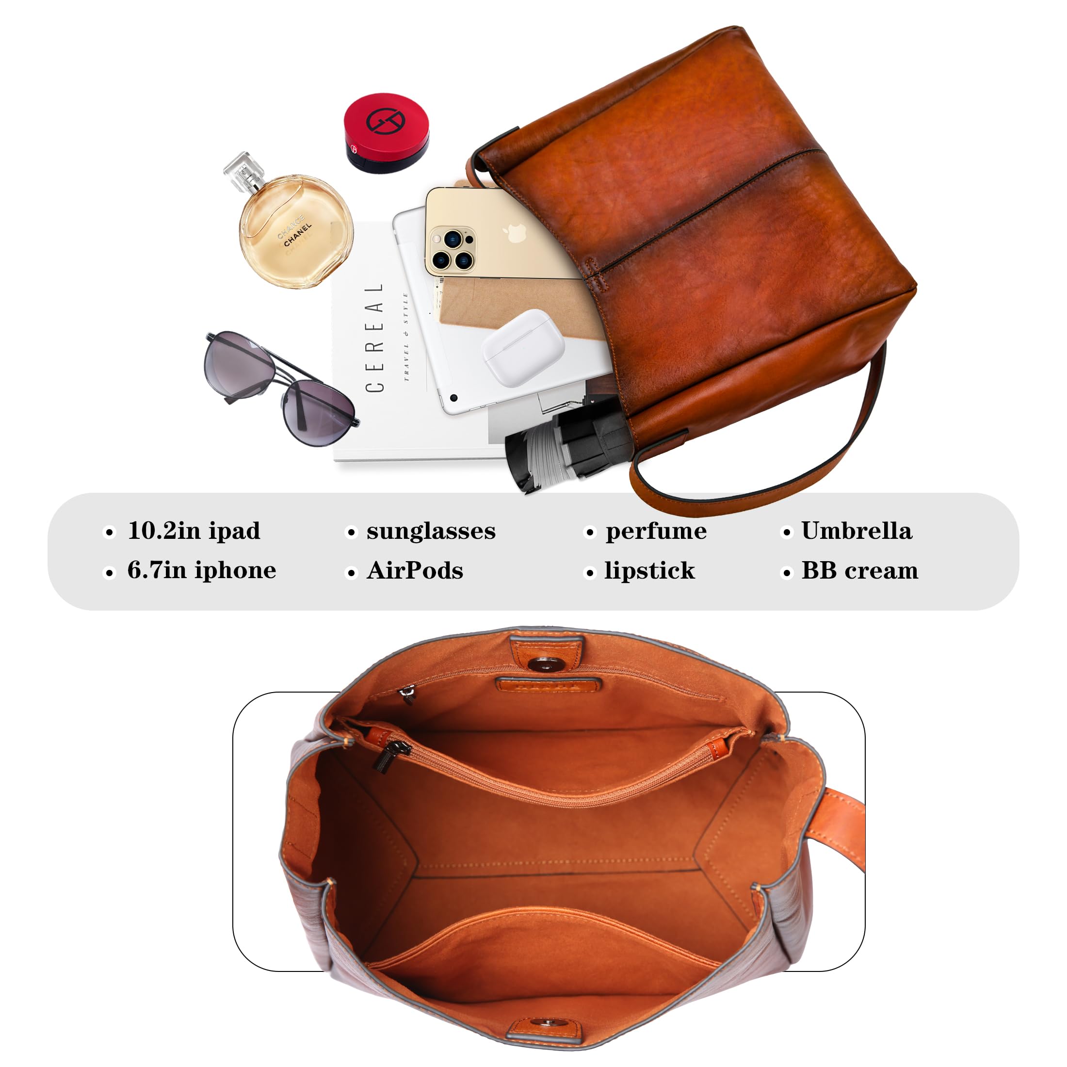 Genuine Leather Handbags for Women - Crossbody, Shoulder, Tote & Satchel Purse - Stylish Work & Everyday Use Bags