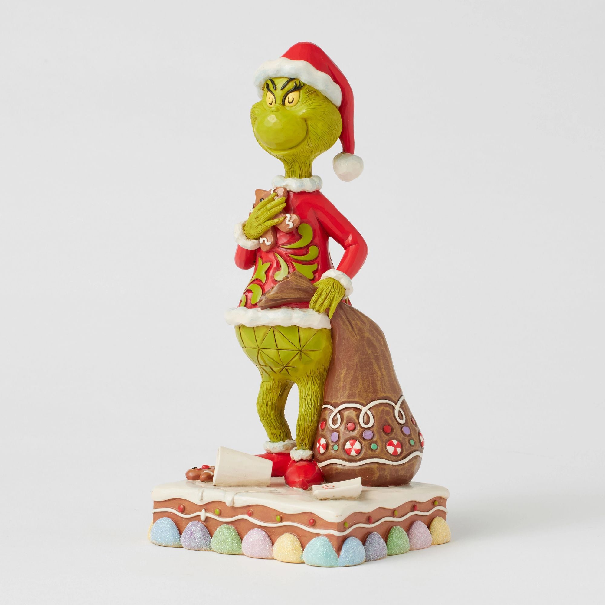 Grinch Eating Gingerbread Figurine - Christmas Decor, Holiday Home Decoration, Festive Party Centerpiece - Perfect for Tree Ornaments, Gift Exchange & Themed Parties