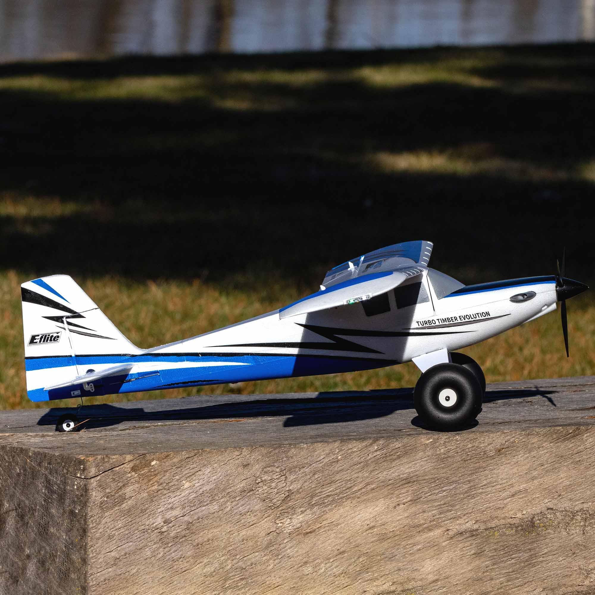 E-flite UMX Turbo Timber Evolution BNF RC Airplane - AS3X & SAFE Technology, No Transmitter/Battery/Charger (EFLU8950) | Perfect for Beginners, Backyard Flying & Indoor RC Aviation
