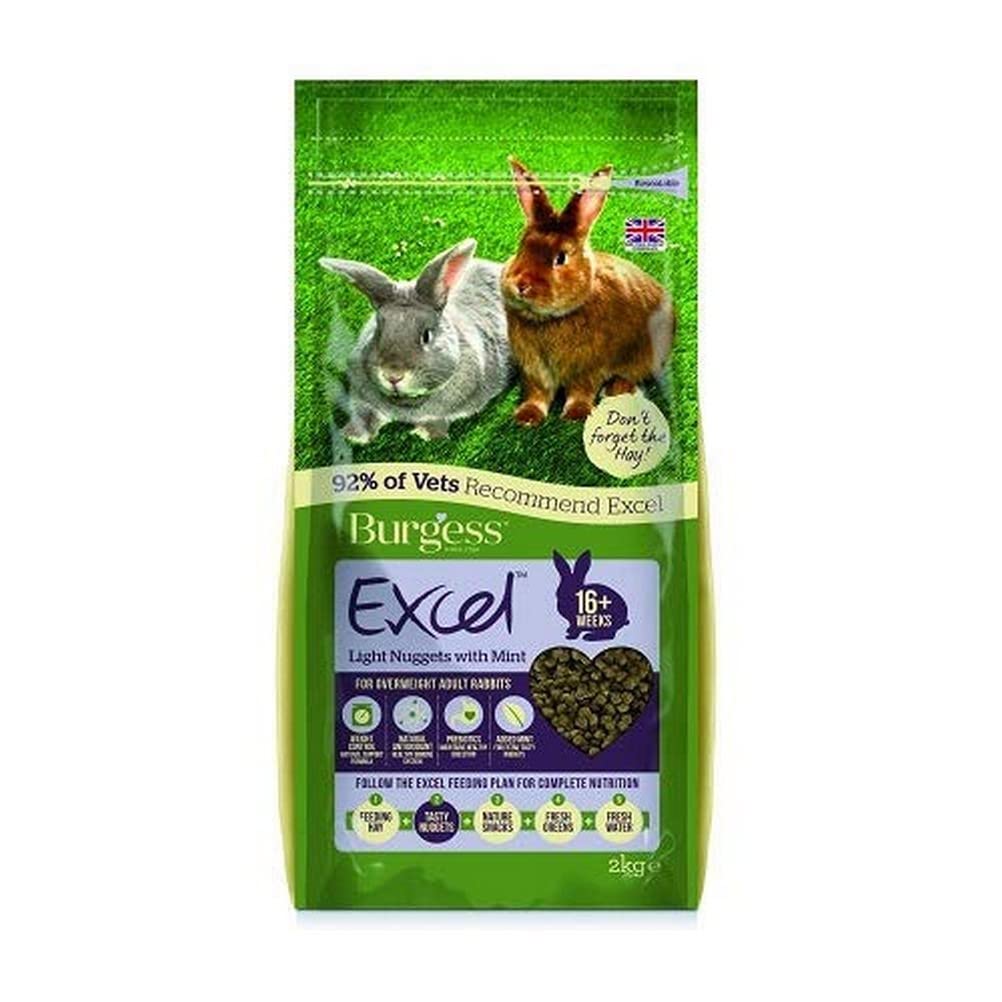 Burgess Excel Rabbit Food - Light Formula for Healthy Digestion - Premium Rabbit Pellets for Adult Rabbits - Ideal for Indoor & Outdoor Pet Rabbits - Perfect for Daily Feeding & Nutritional Support