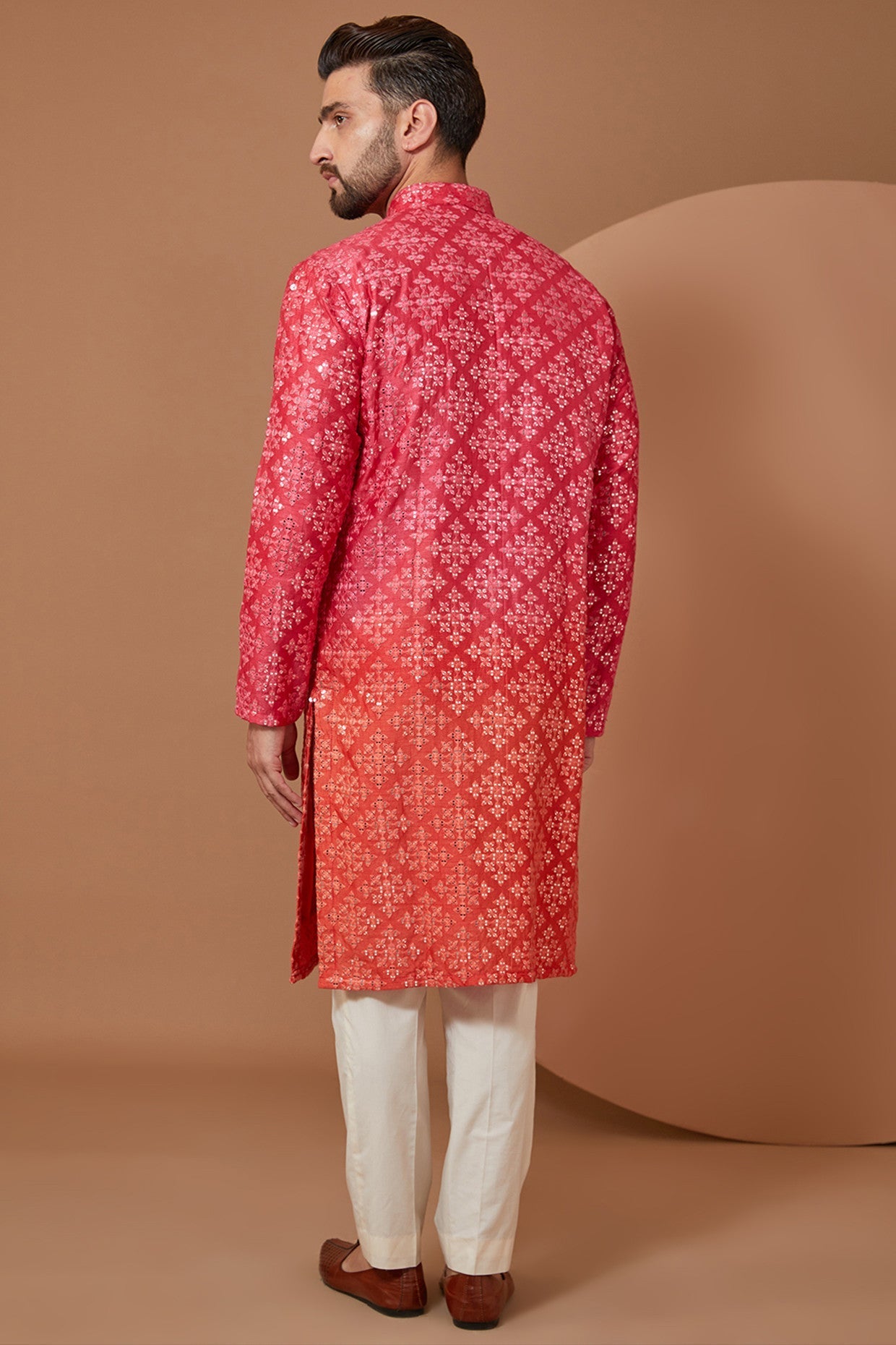 Ombre Mirror Work Kurta for Women - Handmade Embroidered Indian Tunic Top - Perfect for Festivals, Weddings & Ethnic Occasions