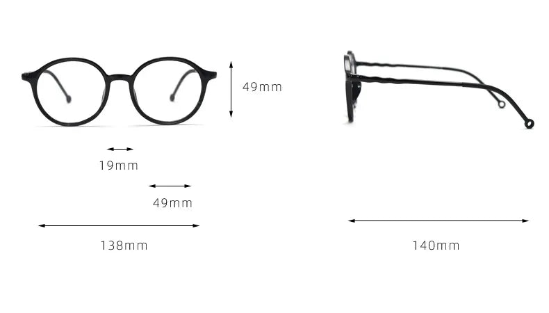 CCspace Unisex Full Rim Round TR90 Titanium Eyeglasses Frame 56834 - Lightweight & Durable for Work, Reading & Fashion