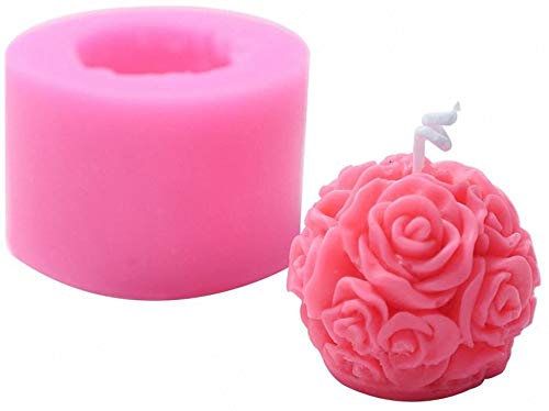3D Rose Ball Candle Mold - Silicone Flower Mould for DIY Candle Making, Handmade Soap & Polymer Clay Crafts - Perfect for Wedding Decor, Home Fragrance & Gift Making