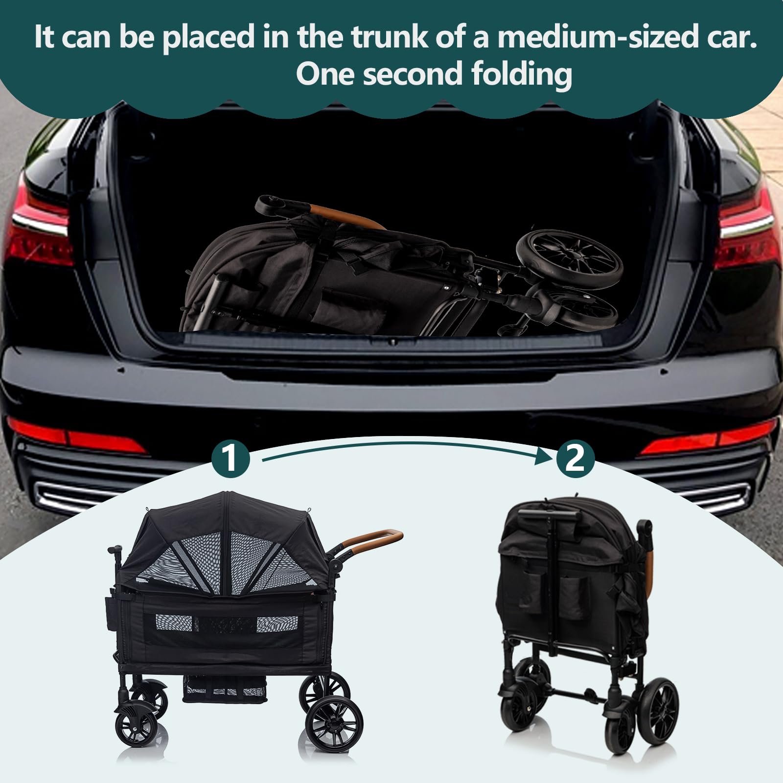 **Double Stroller for 2 Kids - Lightweight Foldable Wagon Stroller with 5-Point Harness, Adjustable Handle & Canopy - Includes Tray Table & Cup Holder - Ideal for Travel, Shopping & Outdoor Adventures with Toddlers & Newborns**