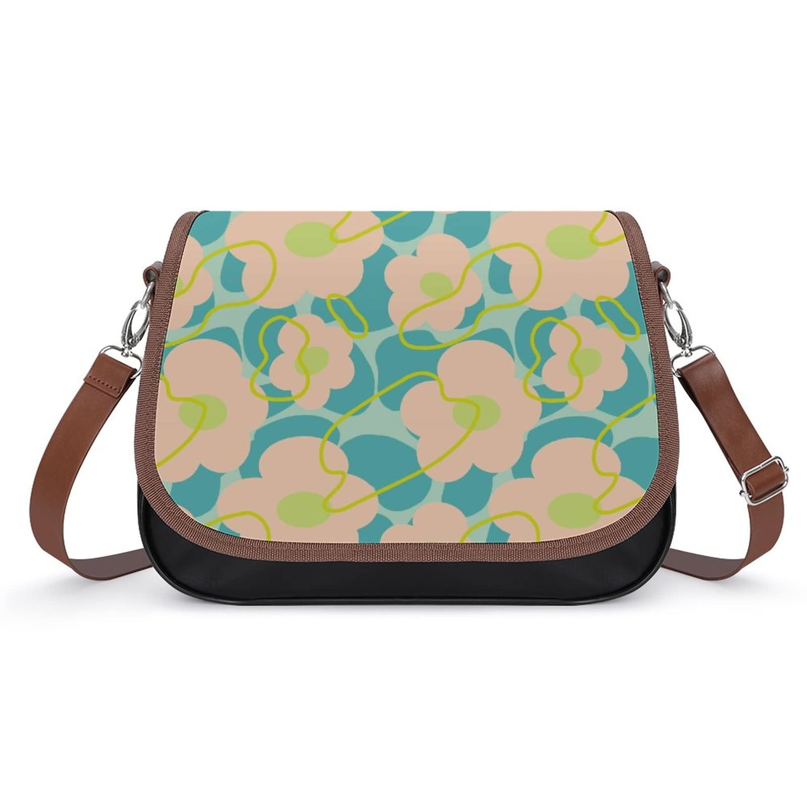 Women's Fashion Crossbody Shoulder Bag - Classic Leather Satchel Hobo Purse with Abstract Pink Floral Design | Perfect for Work, Travel & Everyday Use