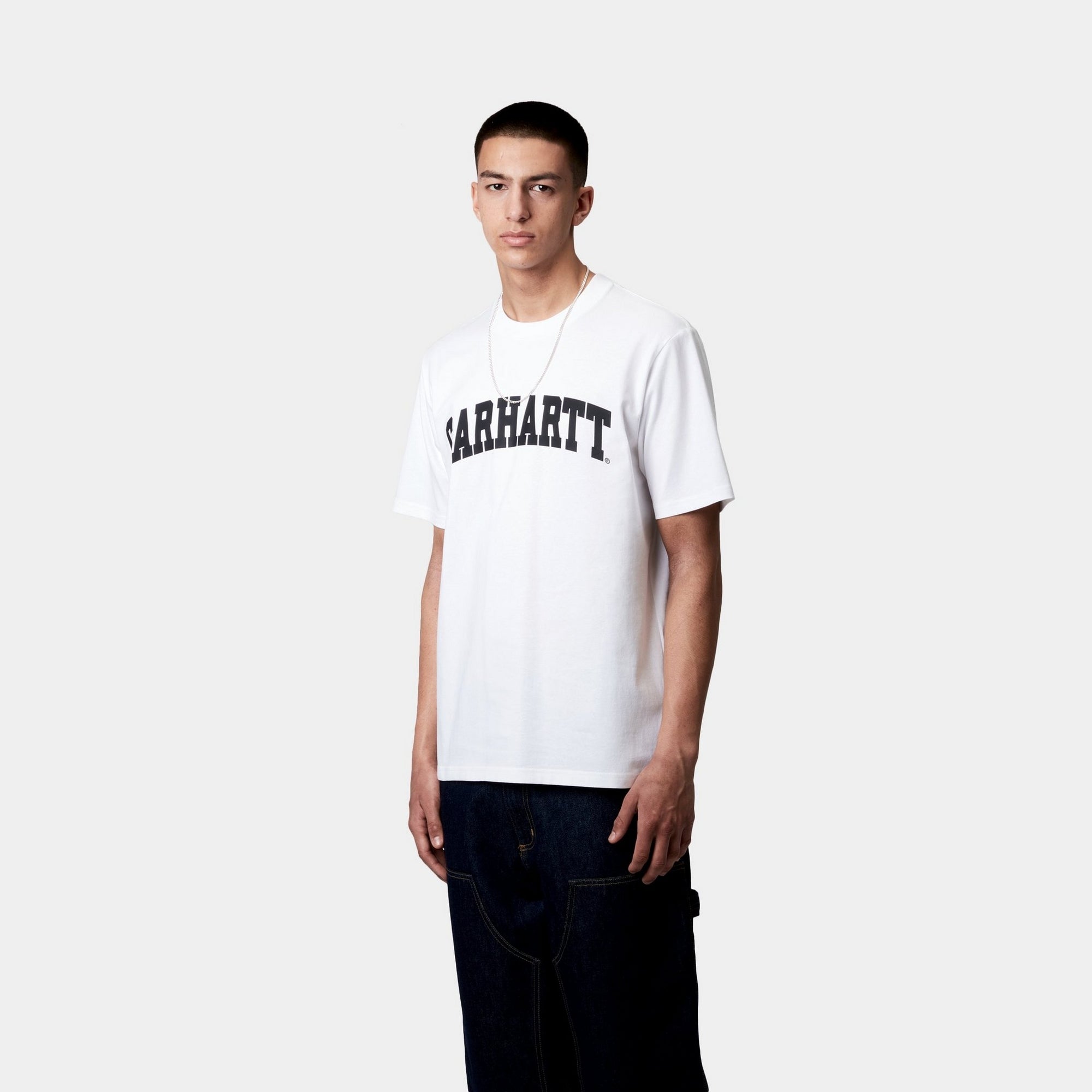 University T-Shirt for Men & Women - Comfortable Cotton Crewneck Tee in White & Black | Perfect for College, Campus Wear, and Casual Outfits
