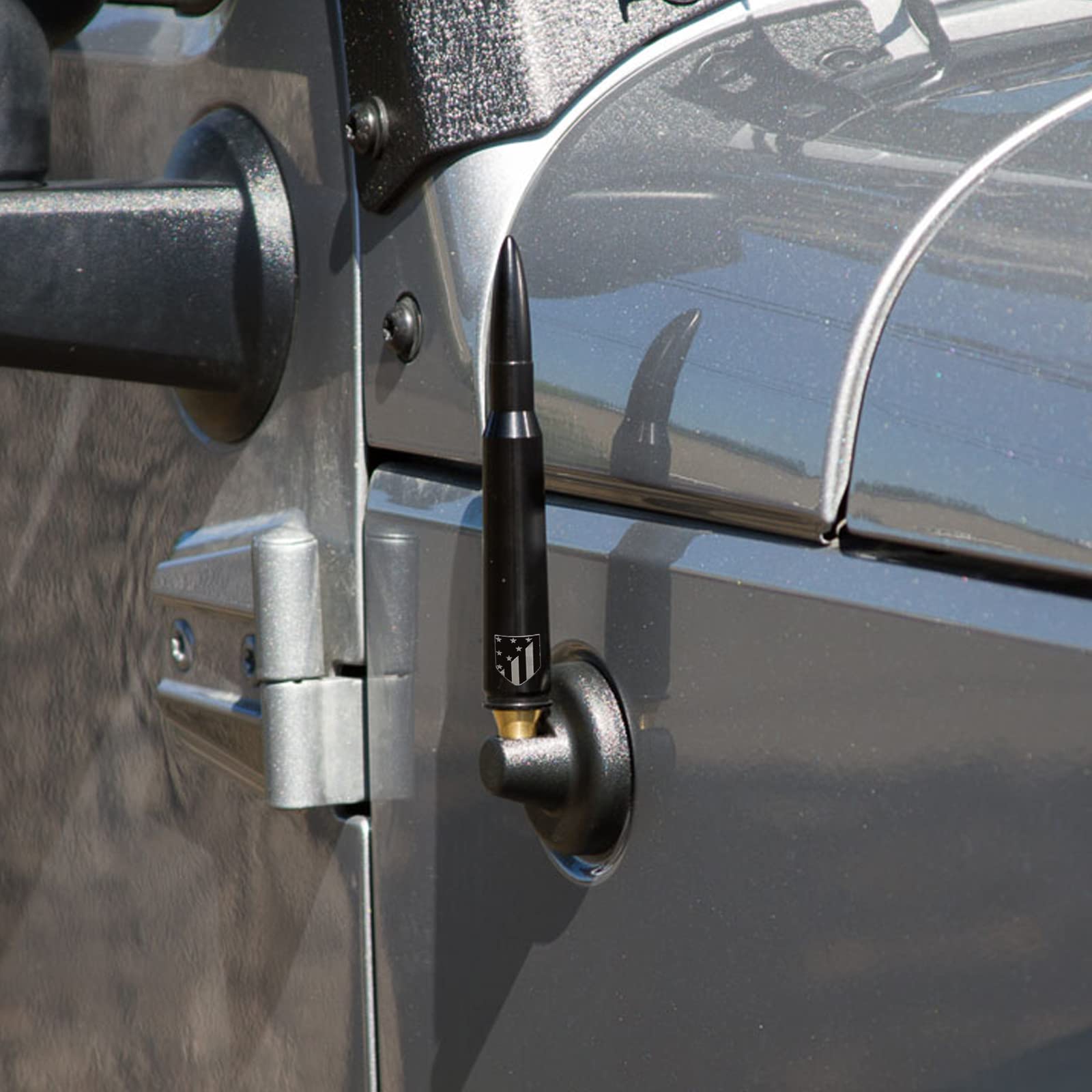 5.7 Inch Aluminum FM Car Antenna - Black Short Replacement Radio Signal Amplifier Mast for Jeep Wrangler JK JKU JL JLU (2007-2021) | Enhanced Radio Reception for Off-Road Adventures & Daily Commutes