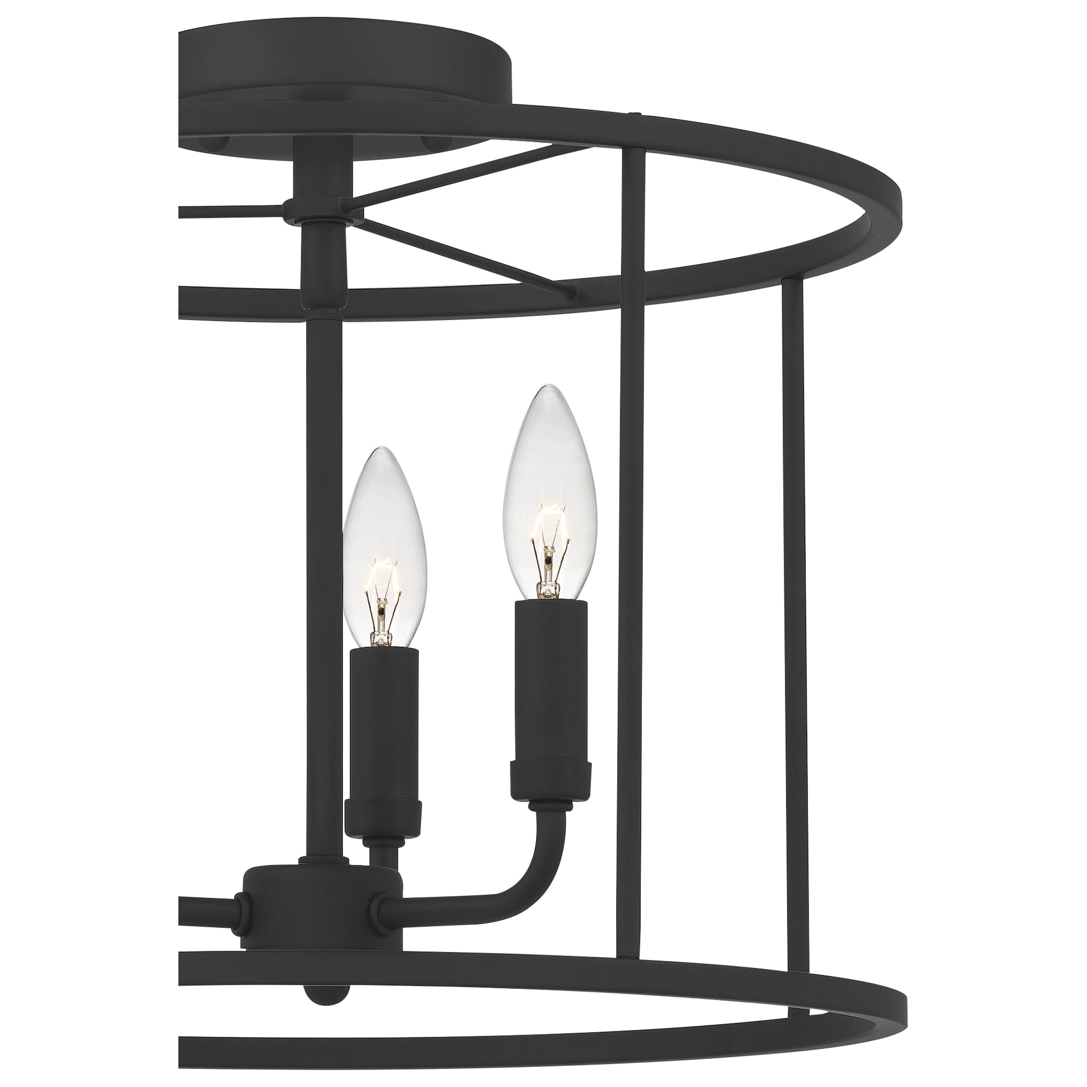 Quoizel Abner 3-Light Matte Black Semi-Flush Mount Ceiling Light Fixture - Modern Lighting for Bedroom, Kitchen, Hallway & Entryway