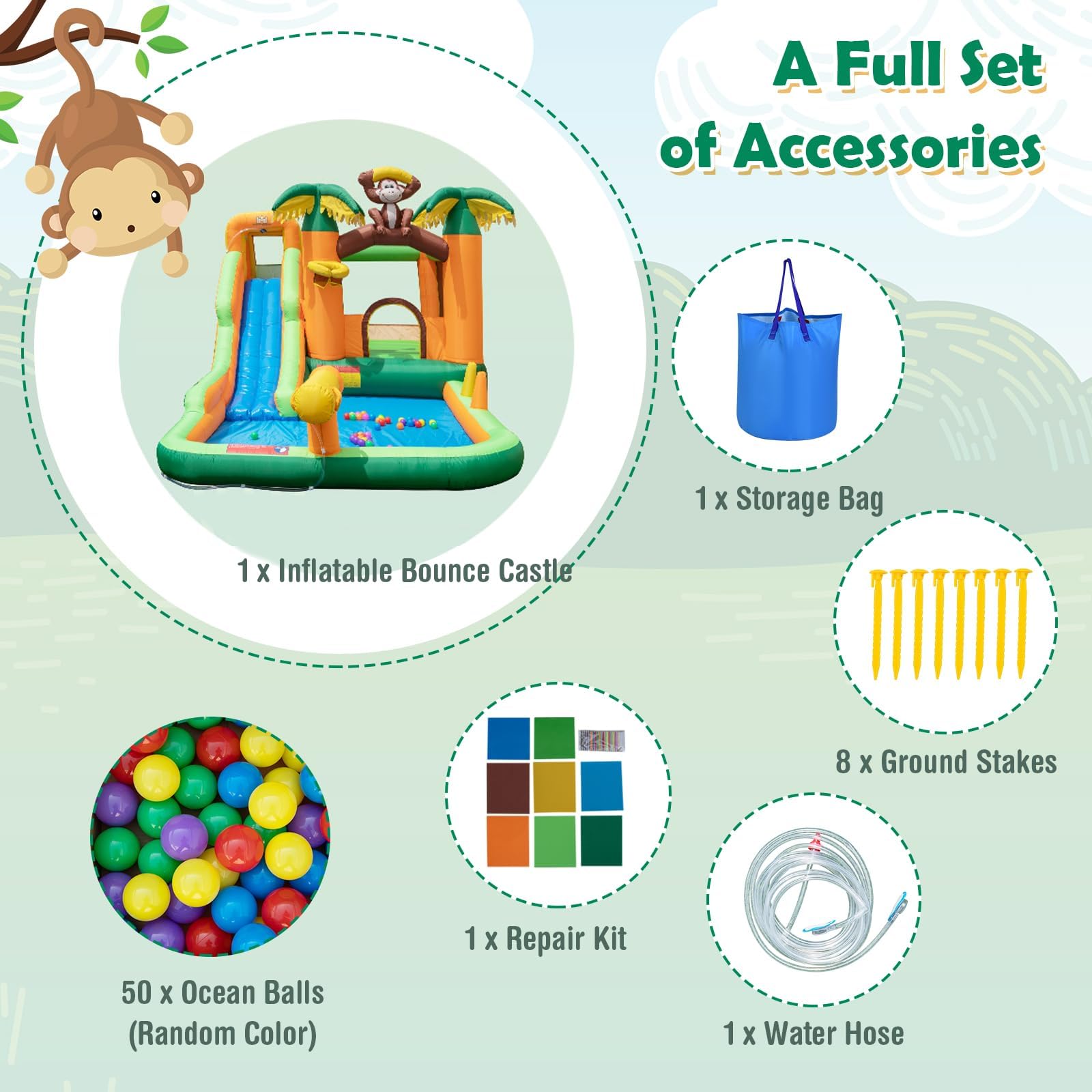 BOUNTECH Inflatable Water Slide with Long Slide, Splash Pool & Climbing Wall - Bounce House Water Slide for Kids, Outdoor Blow Up Bouncy Castle - Perfect for Backyard Parties, Summer Fun, Birthday Gifts & Family Gatherings