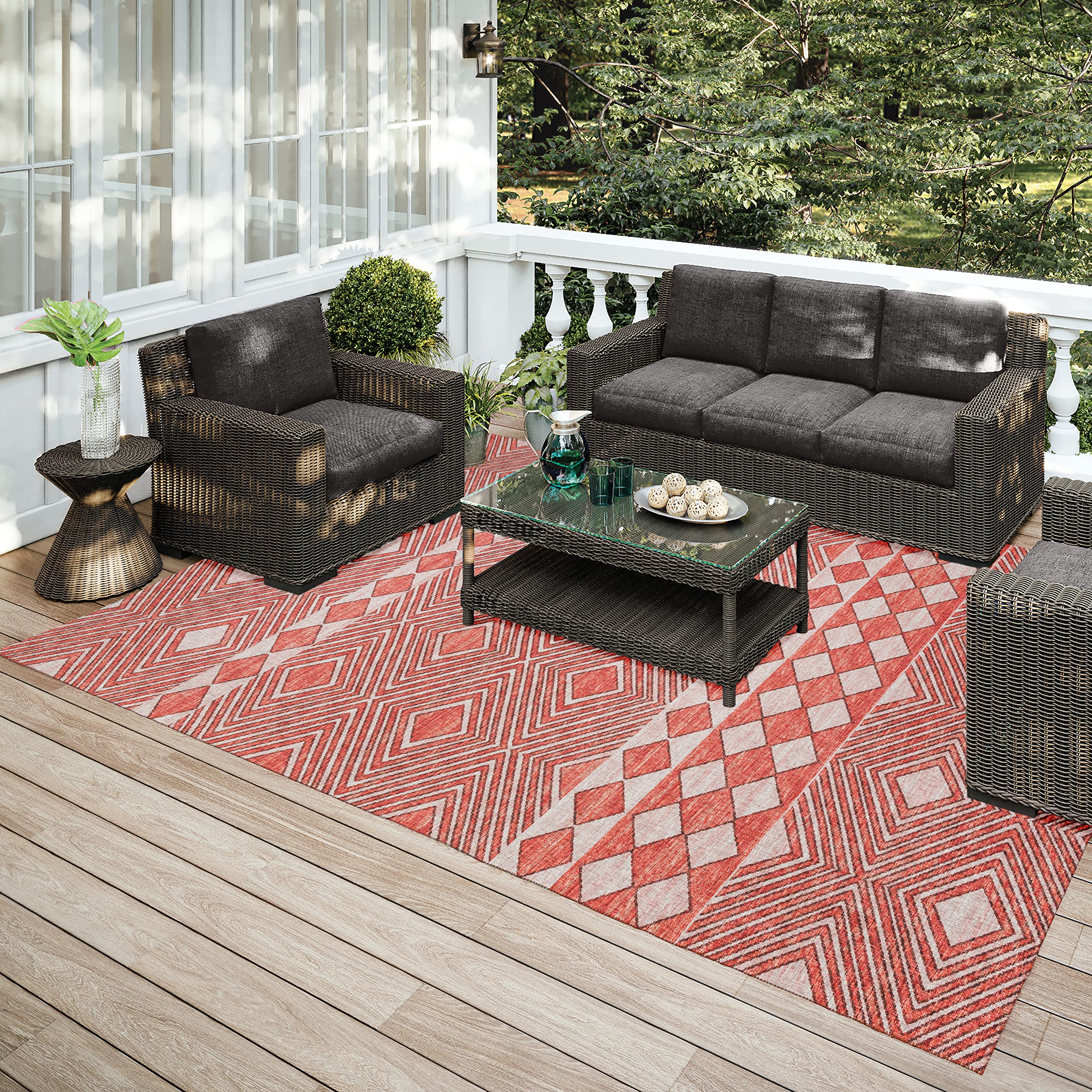 Addison Rugs Yuma AYU31 Canyon 8' x 10' Area Rug - Southwestern Style Handmade Wool Rug for Living Room, Bedroom & Home Decor