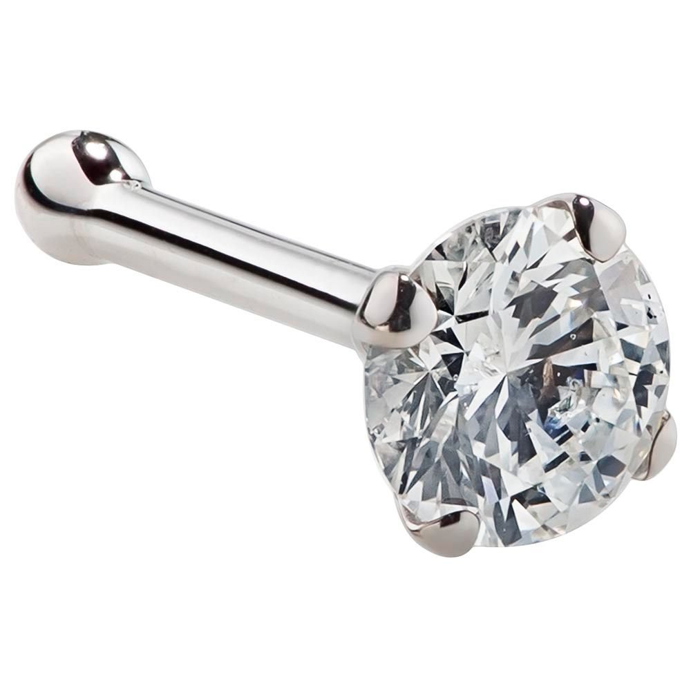 FreshTrends 2.5mm 0.06 ct Diamond Nose Ring - 950 Platinum Bone Stud for Women | Hypoallergenic Nose Piercing Jewelry for Everyday Wear & Special Occasions