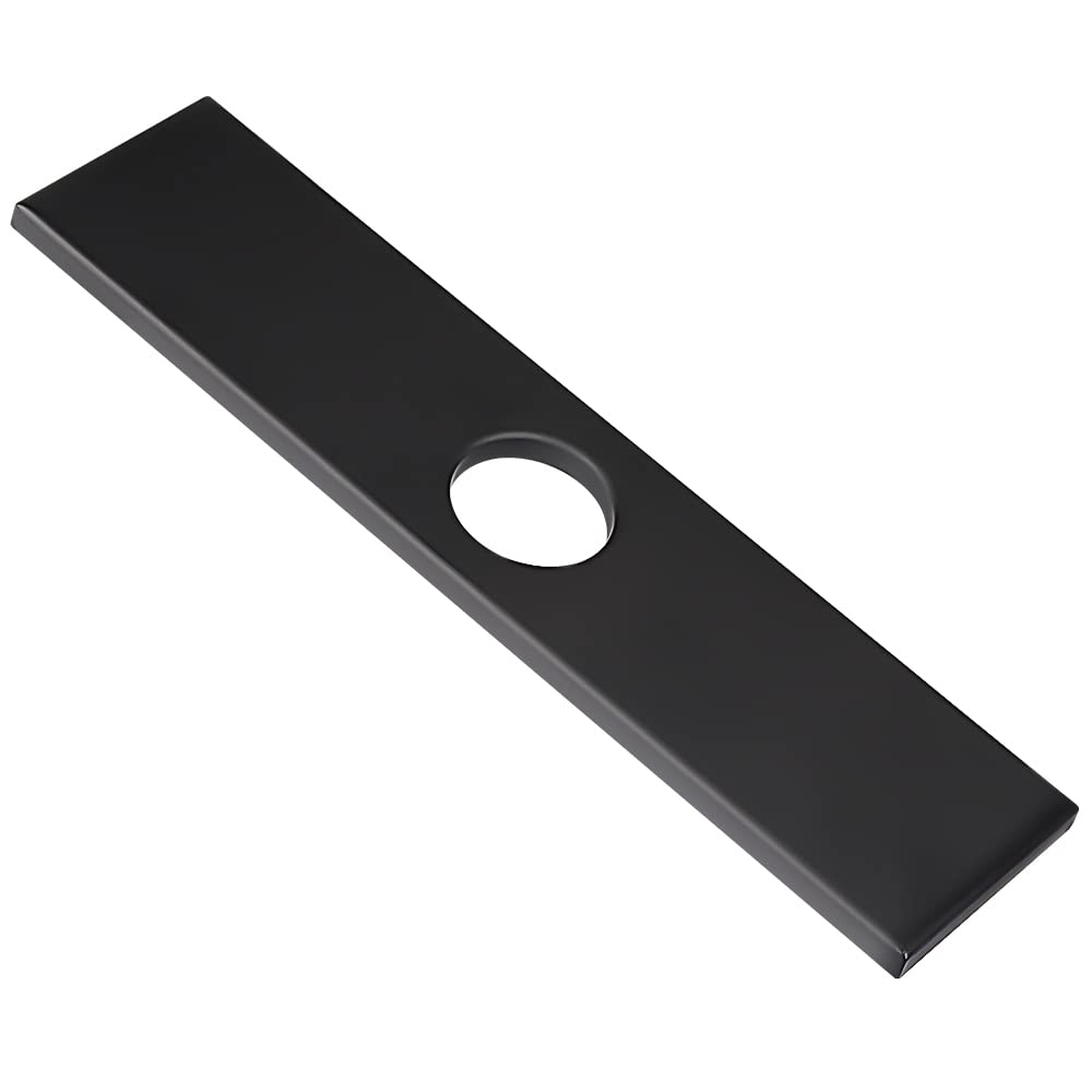 10 Inch Stainless Steel Faucet Deck Plate - Black Hole Cover for 1 or 3 Hole Kitchen & Bathroom Sinks - Durable Mounting Hole Cover for Unused Openings - Perfect for Modern Home Renovation and Sink Upgrades
