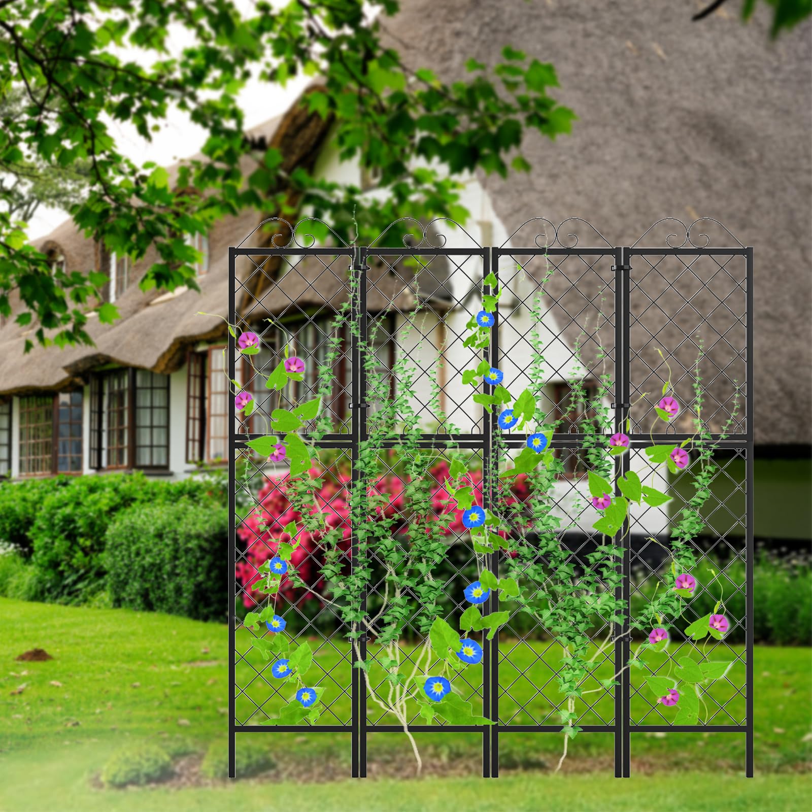 Zhongma 2 Pack 77.2 Inch Tall Metal Garden Trellis for Climbing Plants - Rust-Resistant Plant Support for Flowers, Vegetables, Vines | Perfect for Outdoor Gardens, Backyard Landscaping & Vertical Gardening