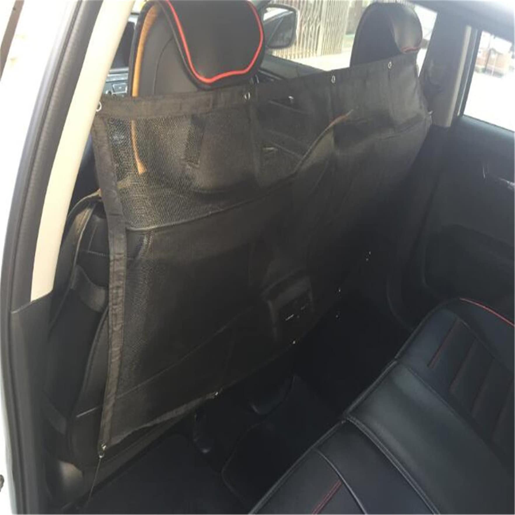 Adjustable Mesh Dog Car Barrier with Rope & Hook - Backseat Pet Divider Net for Pickup Trucks & Small Cars - Perfect for Safe Travel with Pets