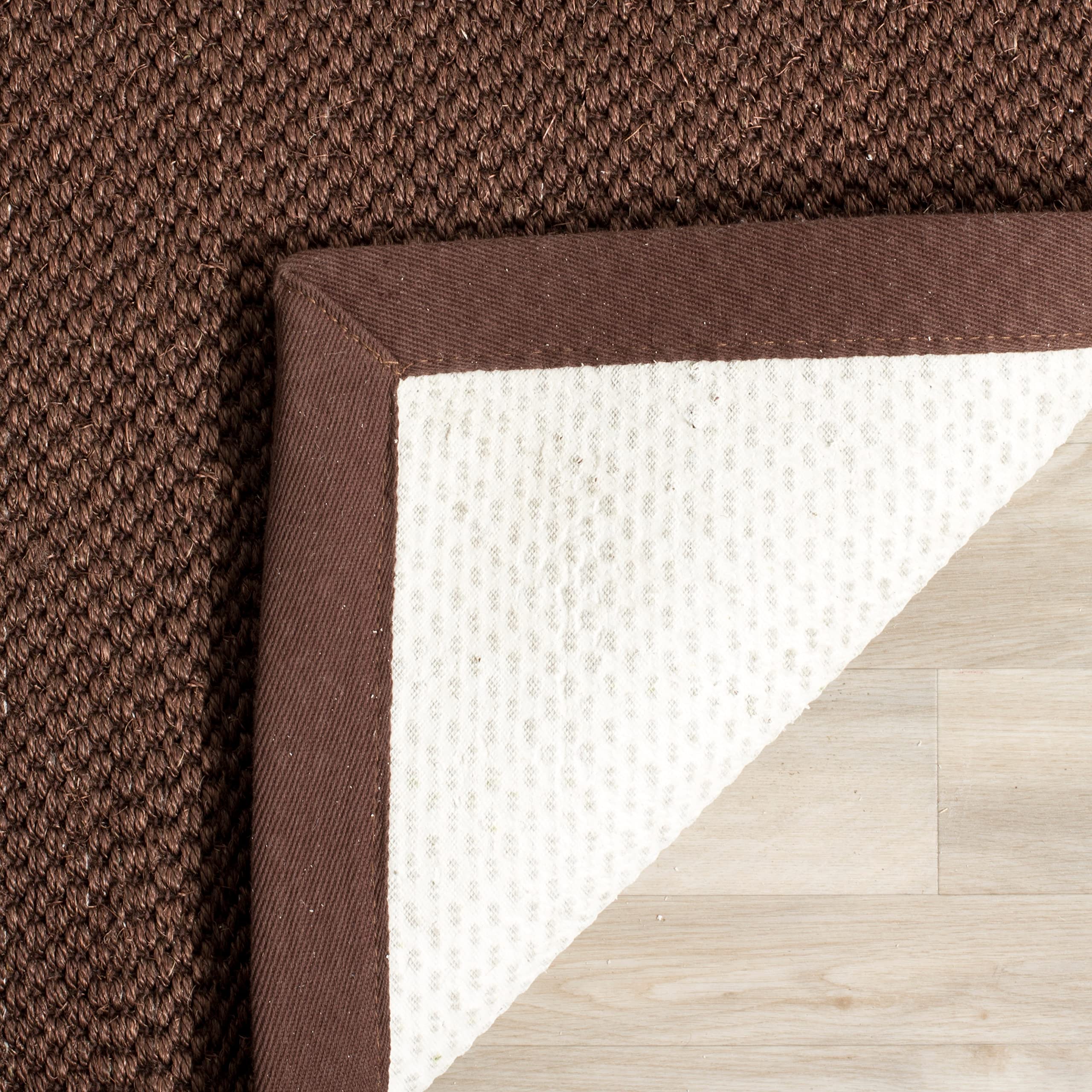 SAFAVIEH Natural Fiber Collection Area Rug - 9' x 12' Chocolate & Dark Brown Sisal Rug with Rustic Farmhouse Border | Easy Care, Durable for High Traffic Areas | Perfect for Living Room, Bedroom, Dining Room & Home Office (NF133D)
