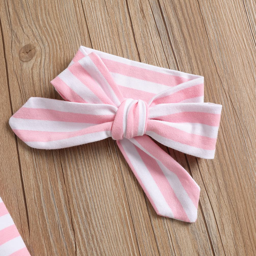 AMAWMW Newborn Baby Girl Striped Long Sleeve Sleep Gown - Soft Cotton Pajama Nightgown for Infants & Toddlers (0-24 Months) | Perfect Baby Shower Gift & Essential Newborn Outfit for Nursery, Bedtime & Photo Shoots