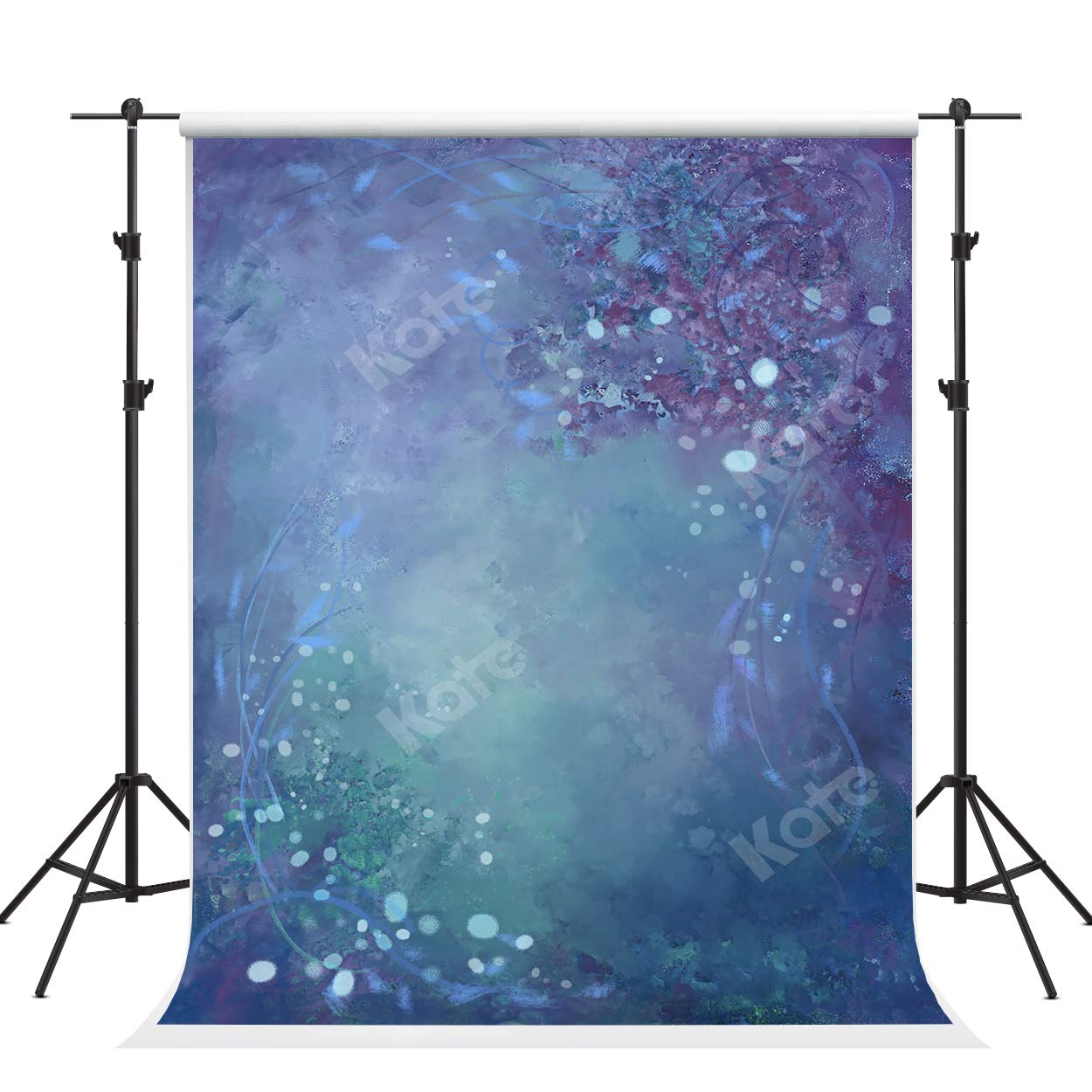 8×8ft Purple Blue Abstract Floral Photography Backdrop - Studio Portrait Background for Photographers & Videographers - Perfect for Newborn, Wedding, and Event Photography