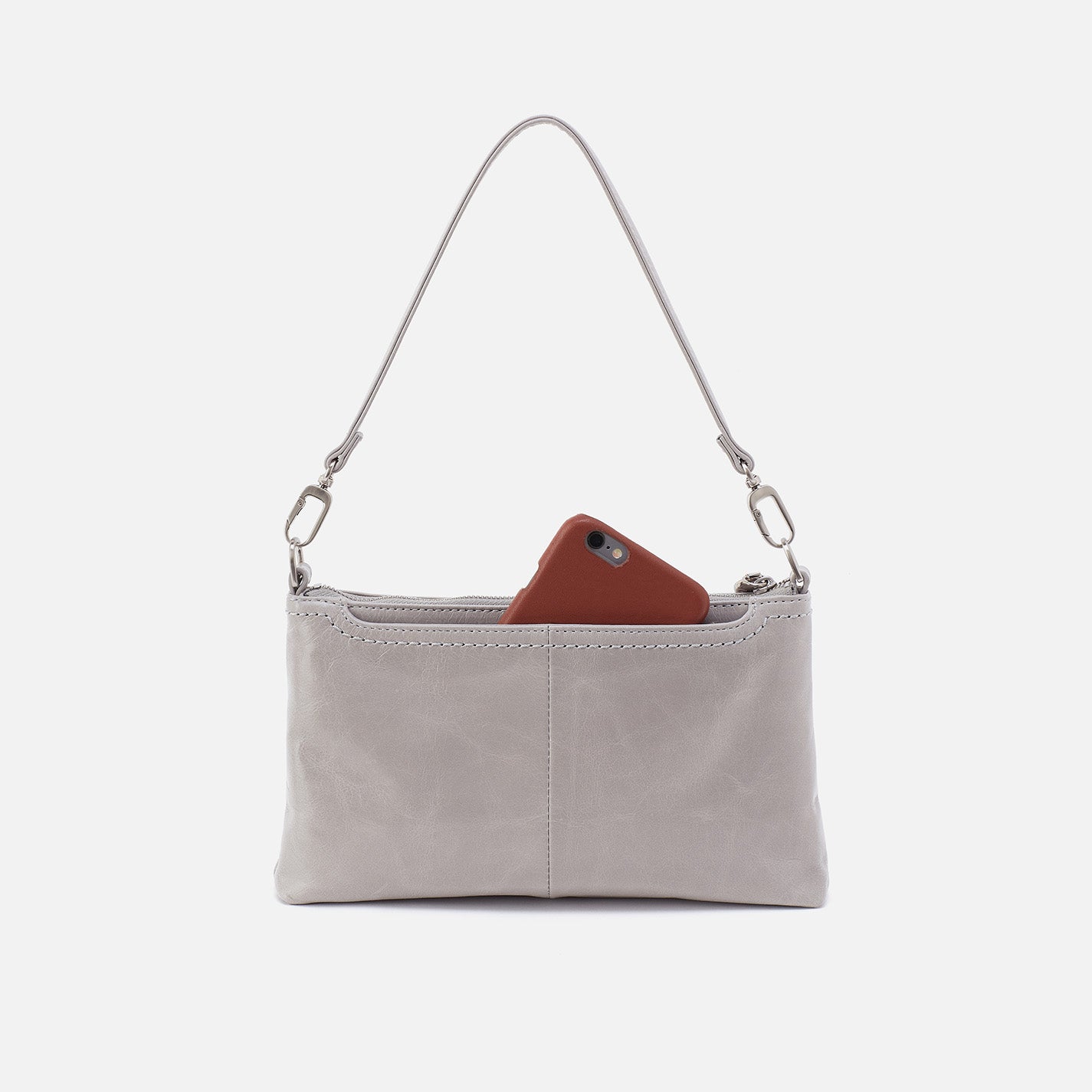 Darcy Crossbody Bag in Polished Leather - Light Grey | Stylish Women's Shoulder Purse for Work, Travel & Everyday Use