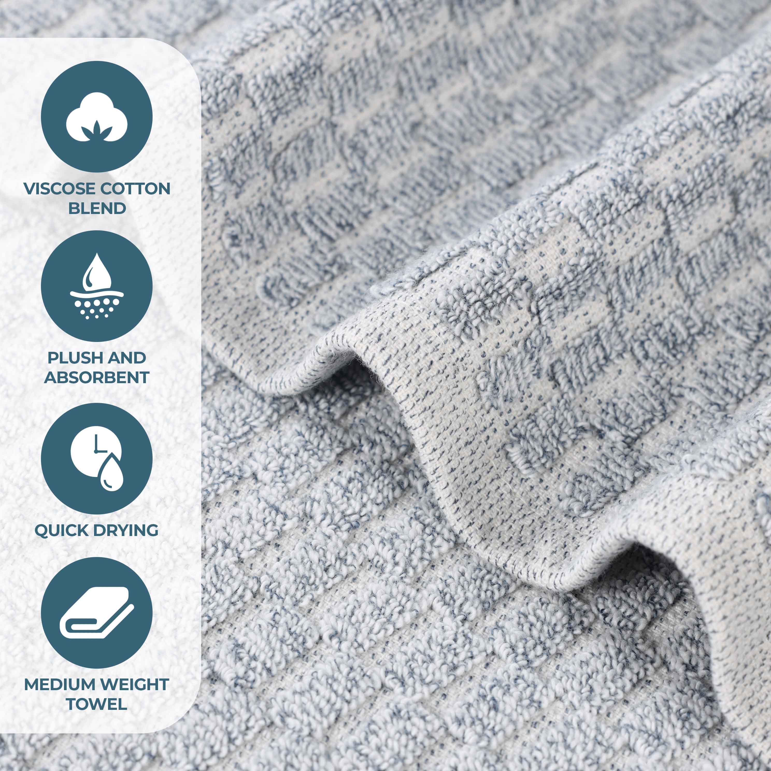 Premium Juno Cotton Blend Medium Weight Checkered Border Bath Towels - Ultra Absorbent & Soft, Set of 2 (Grey/White) | Luxury Bath Sheets for Spa, Hotel & Home Use