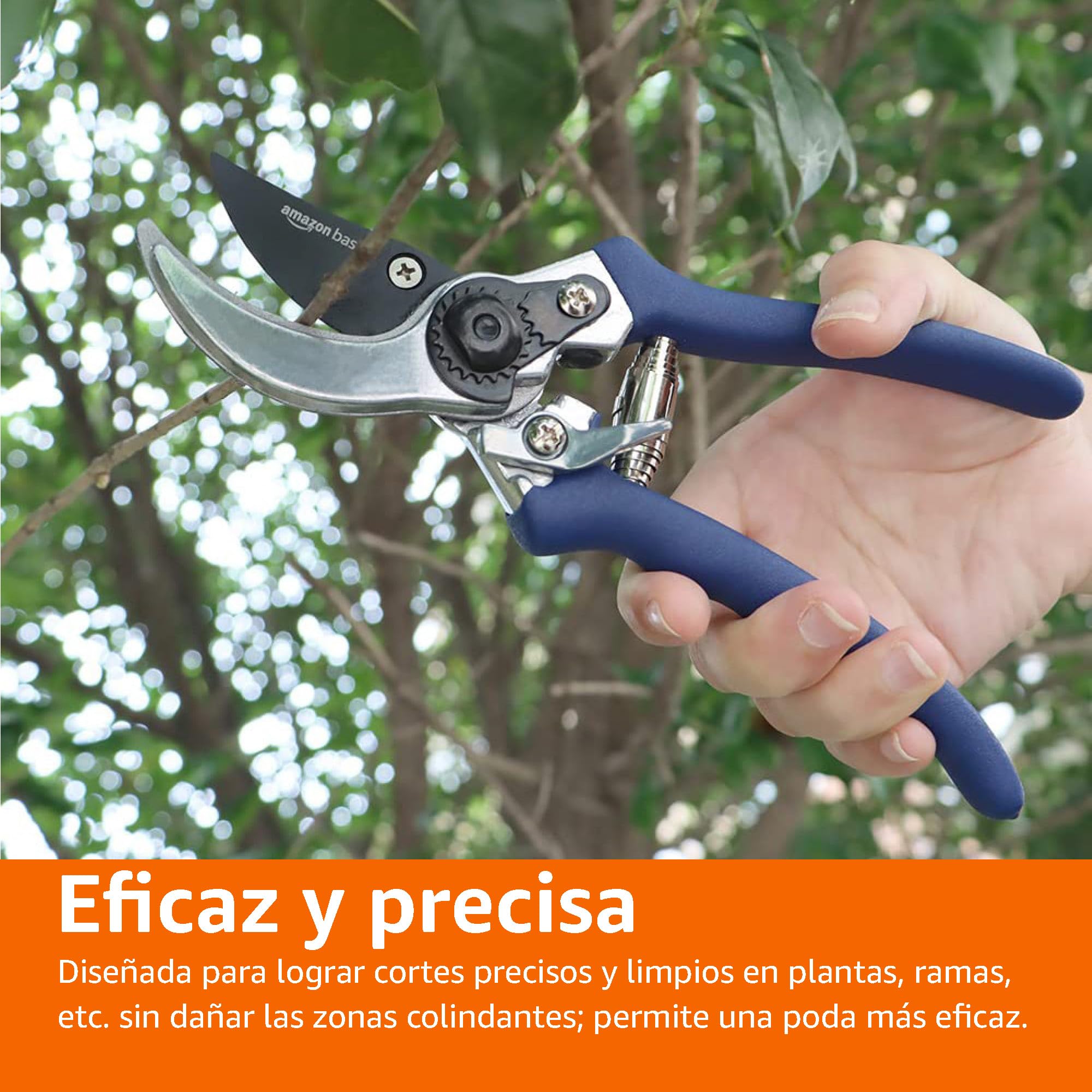 Amazon Basics Pruning Shears, Blue - Sharp Garden Scissors for Trimming Plants, Flowers, and Shrubs - Ideal for Home Gardening, Landscaping, and DIY Projects