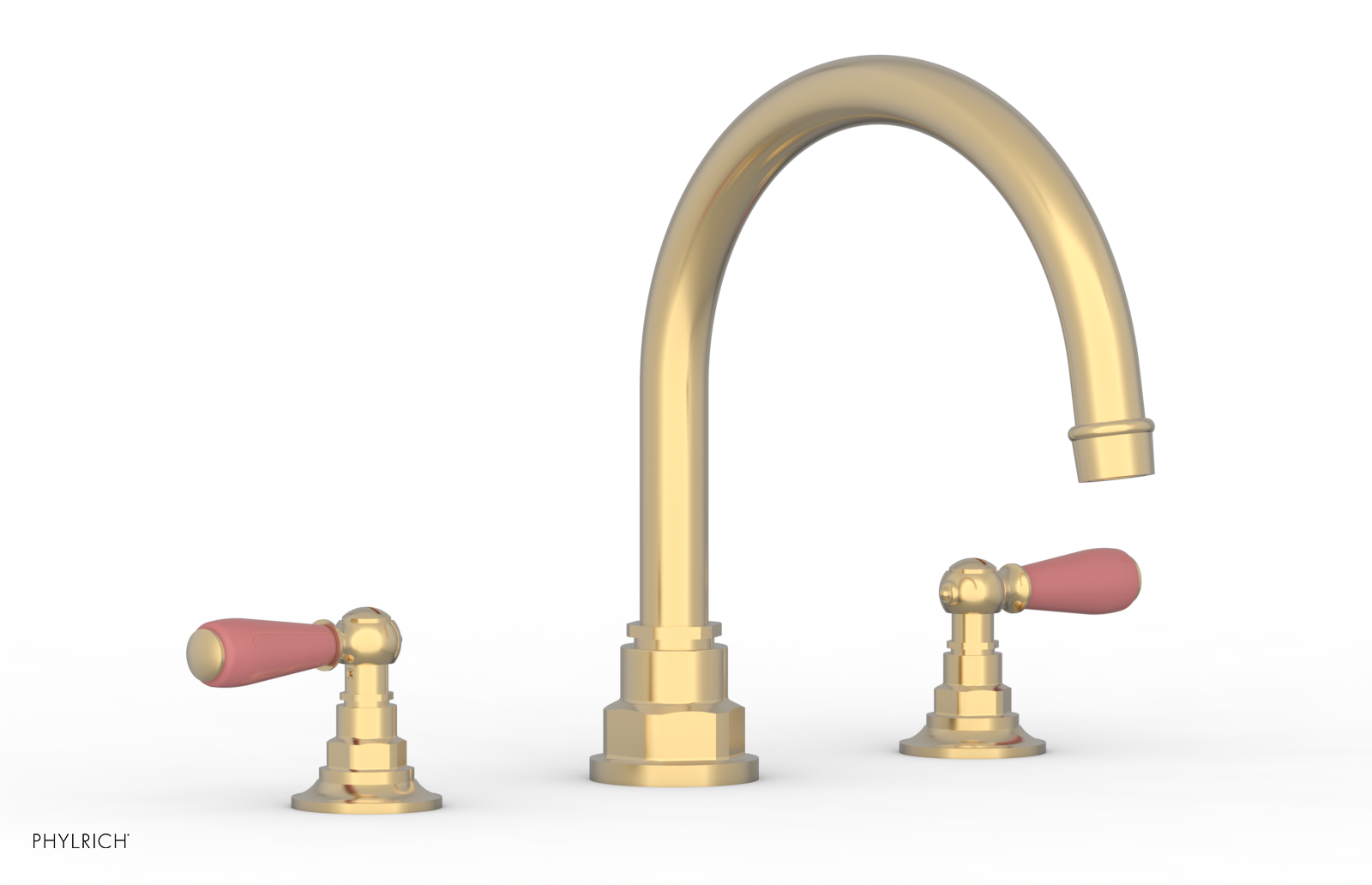 Jamestown Deck Tub Set with Lever Handles & Pink Accents - 165