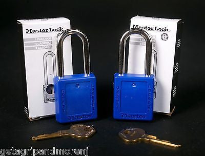 MASTER LOCK Zenex Steel Shackle Blue Safety Lockout Padlock 410Blu (Set of 2) - Industrial Equipment Security, Electrical Panel Lockout, OSHA Compliance for Workplace Safety