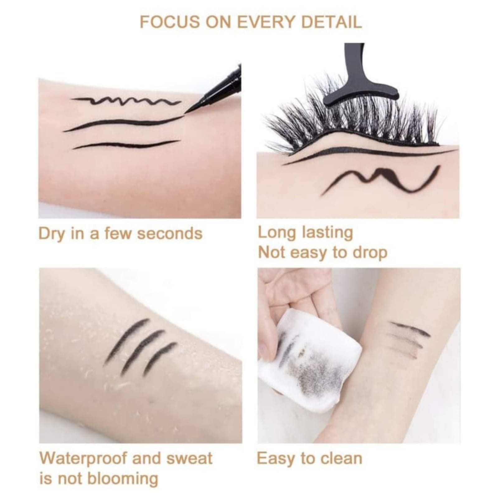 Professional Glue Eyeliner & Liquid Matte Lipstick Set with BB Beauty Balm Foundation & Beauty Blender - 5-Piece Makeup Combo Kit for Daily Beauty, Party & Special Occasions