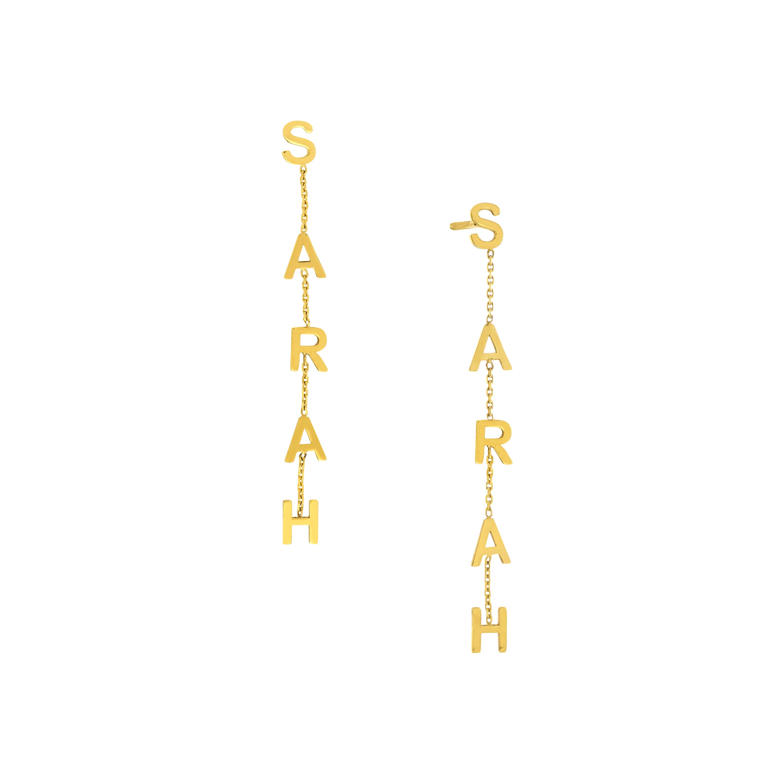 14K Gold Vertical Initial Dangle Earrings - Personalized Name Letter Jewelry for Women, Gift for Her, Perfect for Weddings, Parties & Everyday Wear