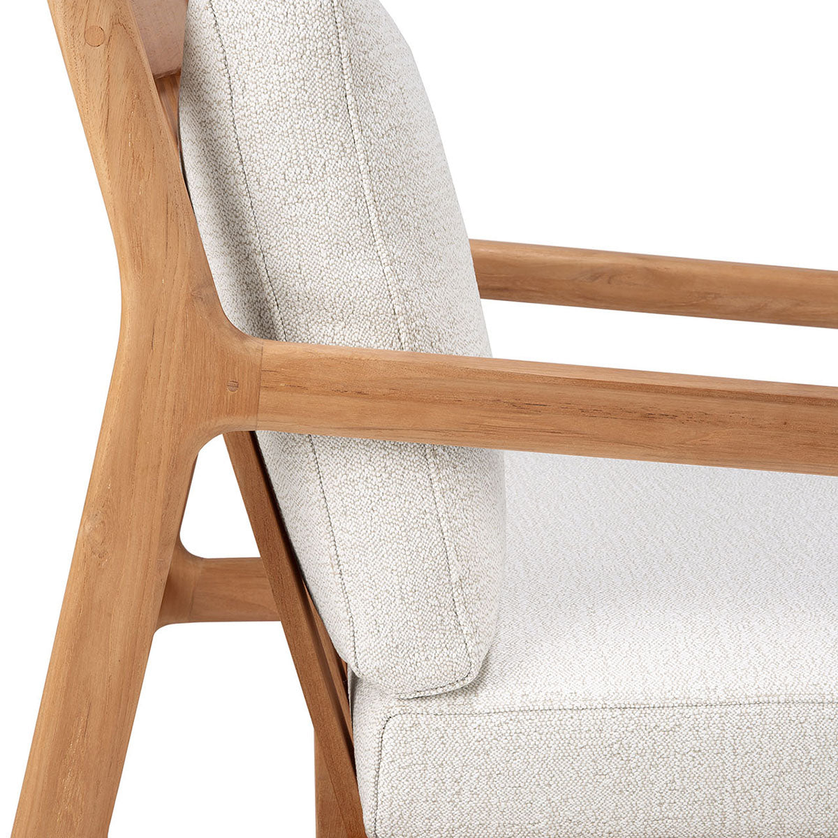 Premium Teak Outdoor Fabric Lounge Chair - Waterproof & UV Resistant - Off White Patio Furniture for Backyard, Poolside & Garden Relaxation