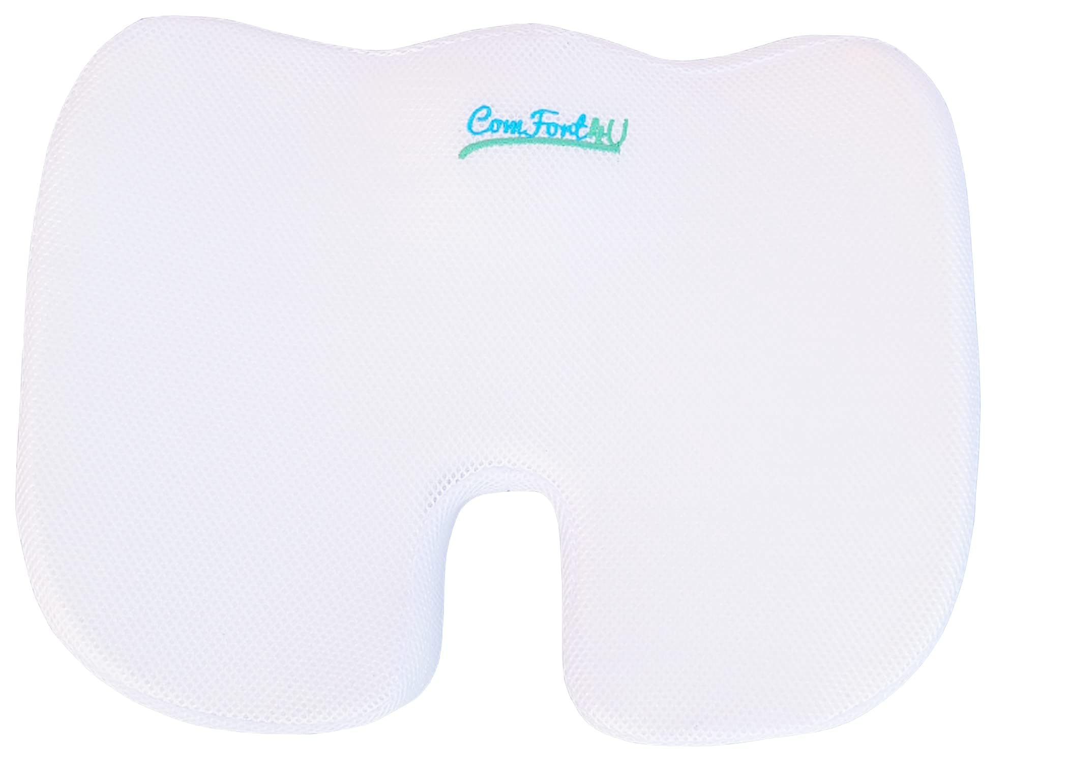Premium Orthopedic Memory Foam Seat Cushion for Car, Office & Gaming Chairs - Coccyx & Tailbone Pain Relief - Sciatica Support Pillow with Breathable Mesh Cover (White) - Perfect for Long Drives, Work from Home & Back Pain Sufferers