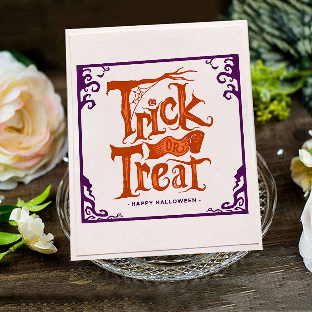 Halloween Trick or Treat Clear Stamps for Card Making, Scrapbooking & DIY Crafts - Spooky Words Transparent Silicone Stamps for Embossing, Album Decorations - Perfect for Halloween Cards, Party Invitations & Scrapbook Pages