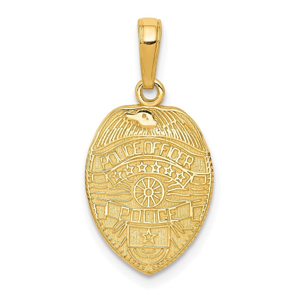 14K Yellow Gold Police Officer Badge Pendant Necklace - 22mm x 12mm - Perfect for Law Enforcement Gifts, Graduation & Everyday Wear - Diamond2Deal