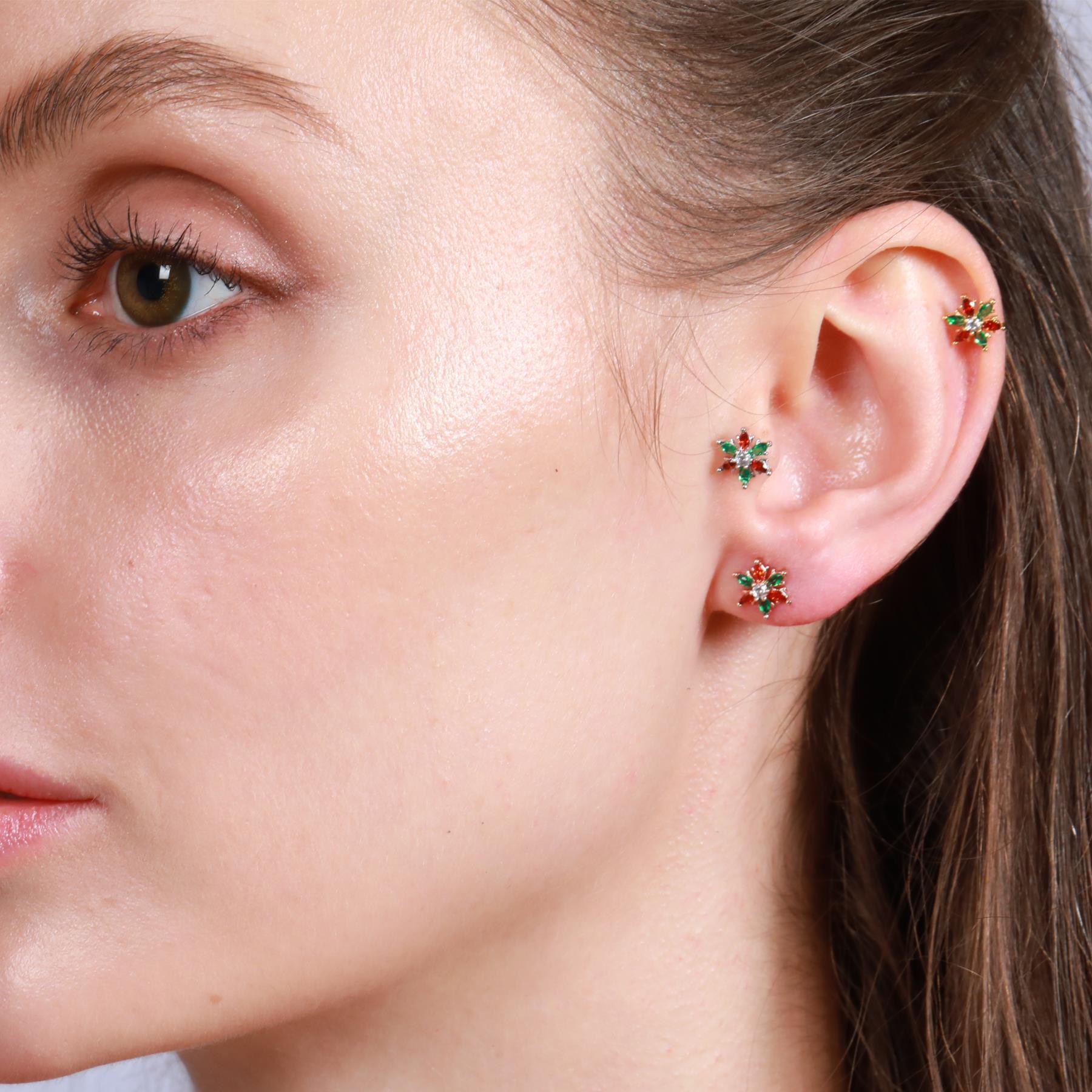 20G Snowdrop Cartilage Helix Stud Earrings - EGD0039 | Hypoallergenic Surgical Steel Earrings for Women | Perfect for Daily Wear, Parties & Special Occasions