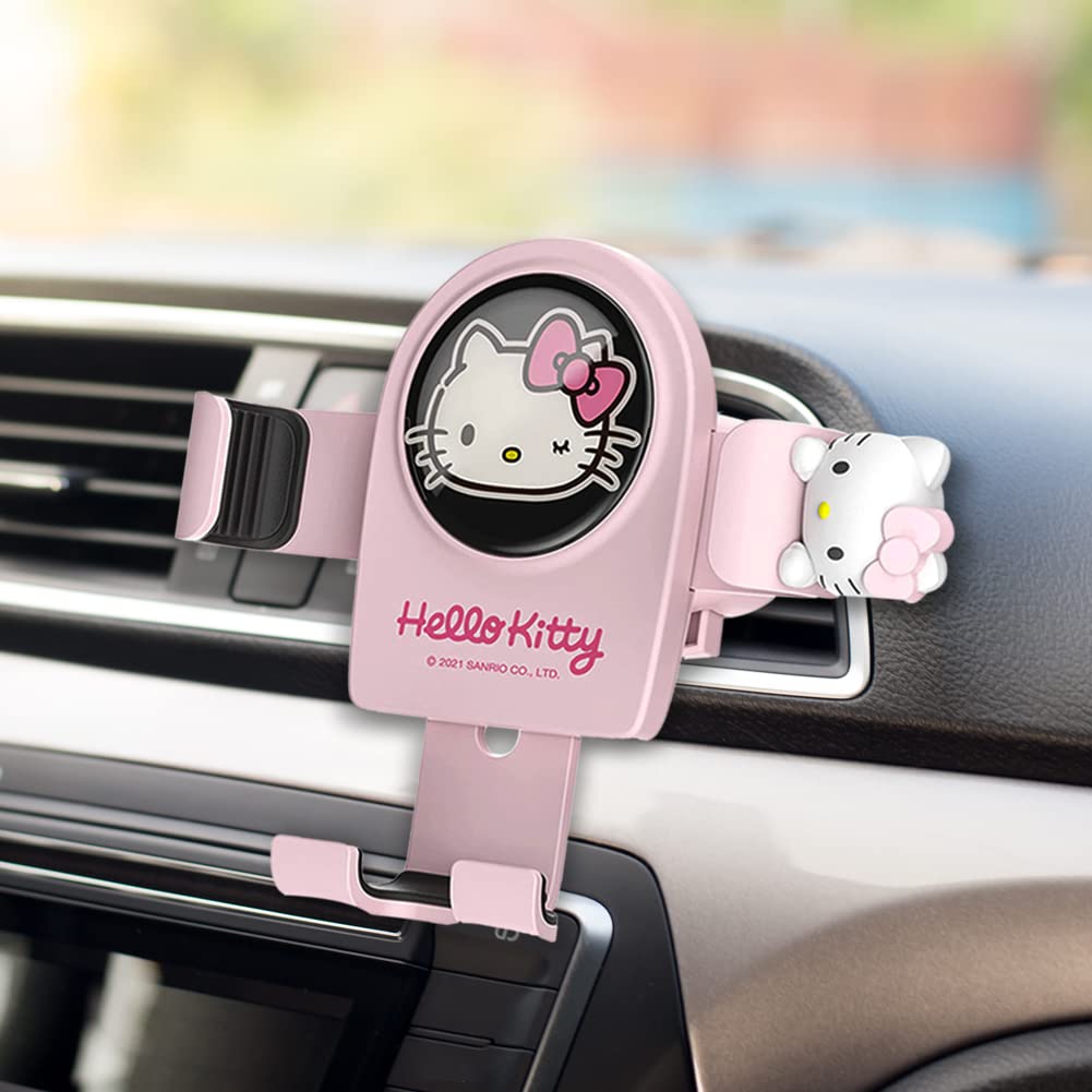 TUINS Hello Kitty Car Air Vent Phone Holder - Cute Pink Cat Phone Mount & Decor Accessory for Women & Girls | Perfect for Safe Driving & Car Organization