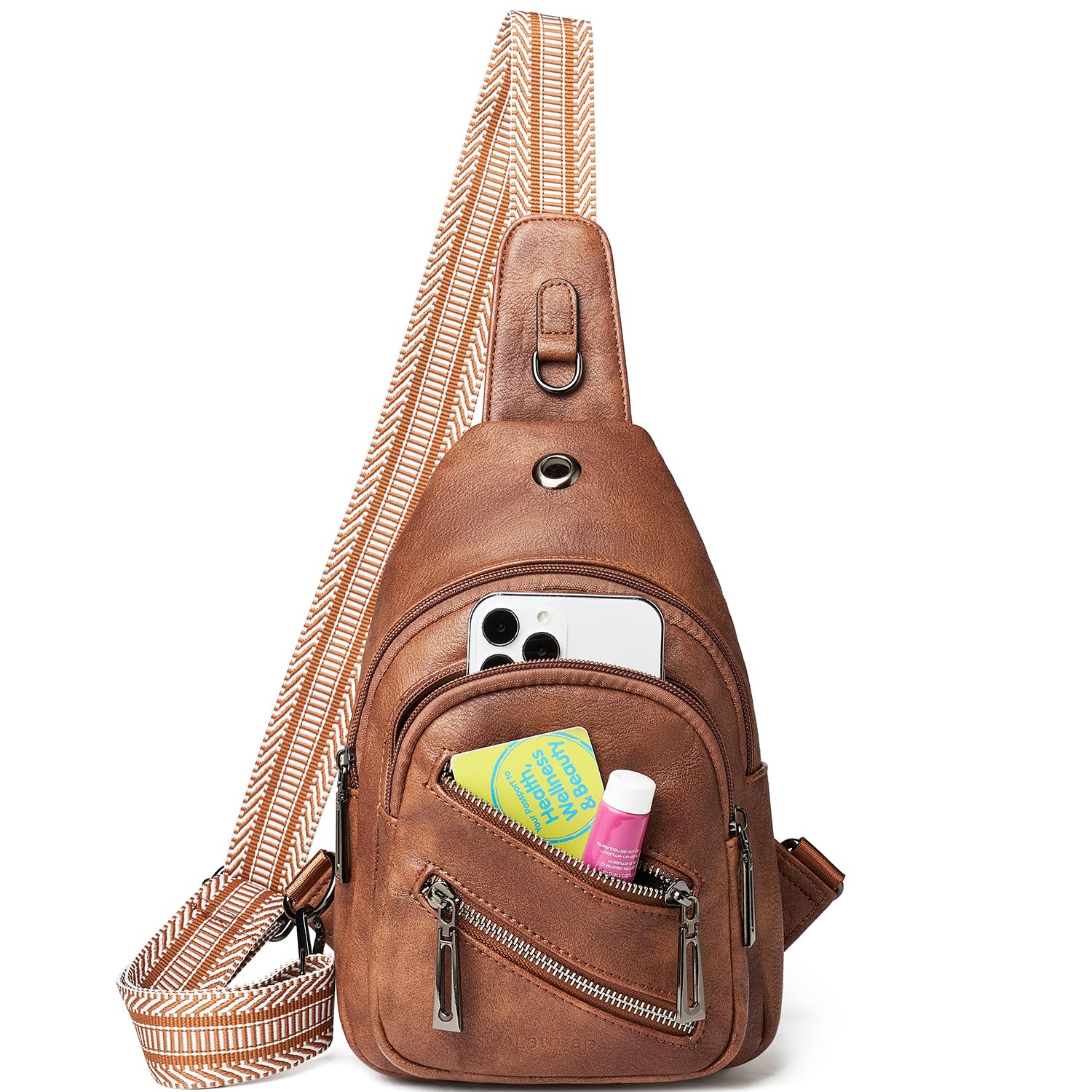 7L Sling Bag for Women & Men - Crossbody Shoulder Tote Belt Bag, Faux Leather Backpack Fanny Pack - Perfect for Travel, Hiking, Gym & Daily Use