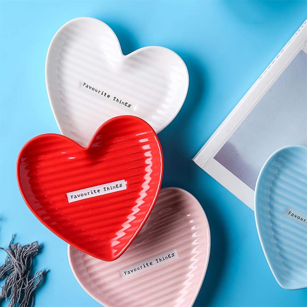 4-Piece Stylish White Ceramic Heart-Shaped Plates Set - 7.9 Inch Durable Dishwasher Safe Dinner Plates for Steak, Salad & Dessert - Perfect for Valentine's Day, Anniversaries & Romantic Dinners