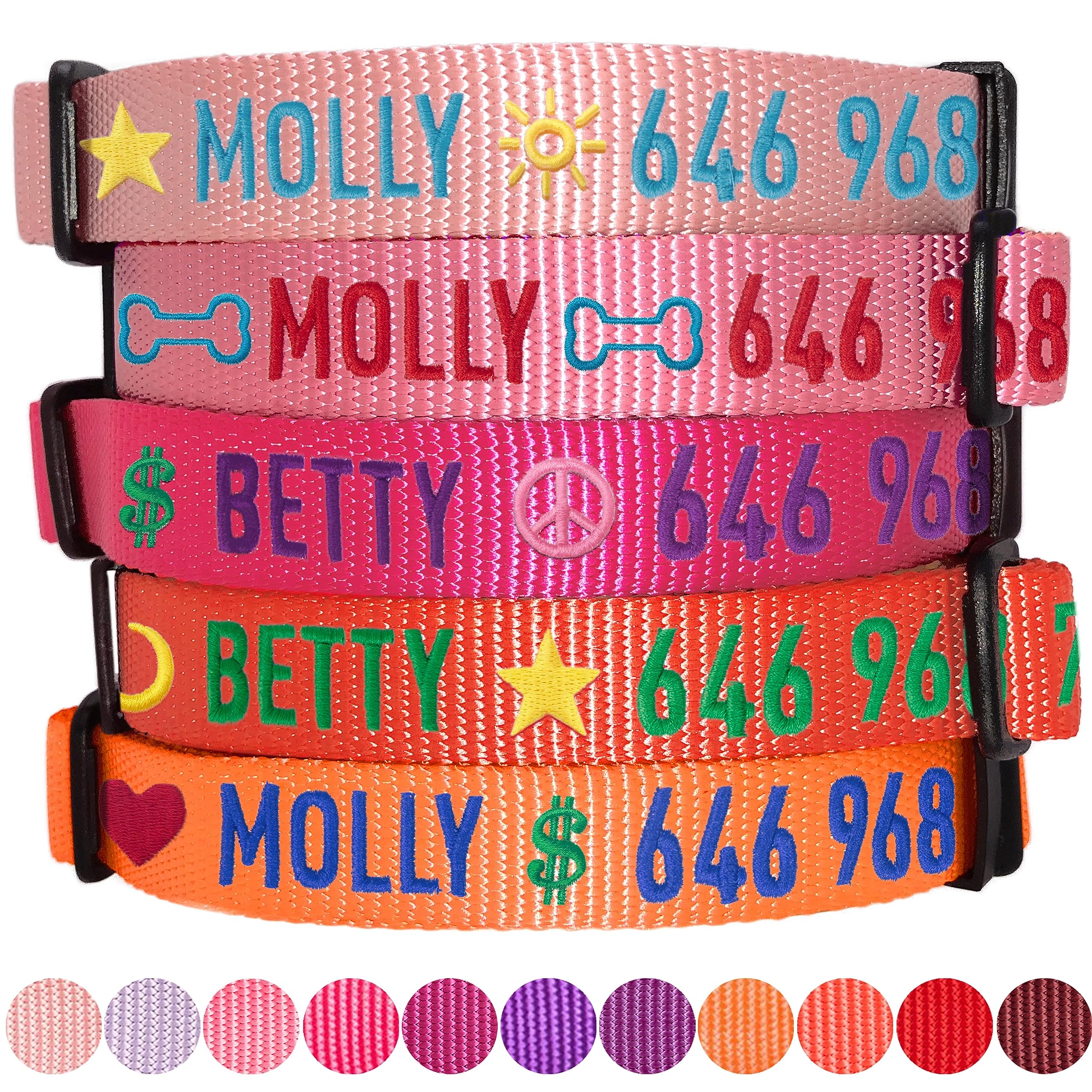 Personalized Dog Collars for Small Dogs - Adjustable Pet Collar with Custom Name & Phone Number Embroidery | Blueberry Pet Essentials (Baby Pink, Small) | Perfect for Daily Walks, Training & Pet Identification