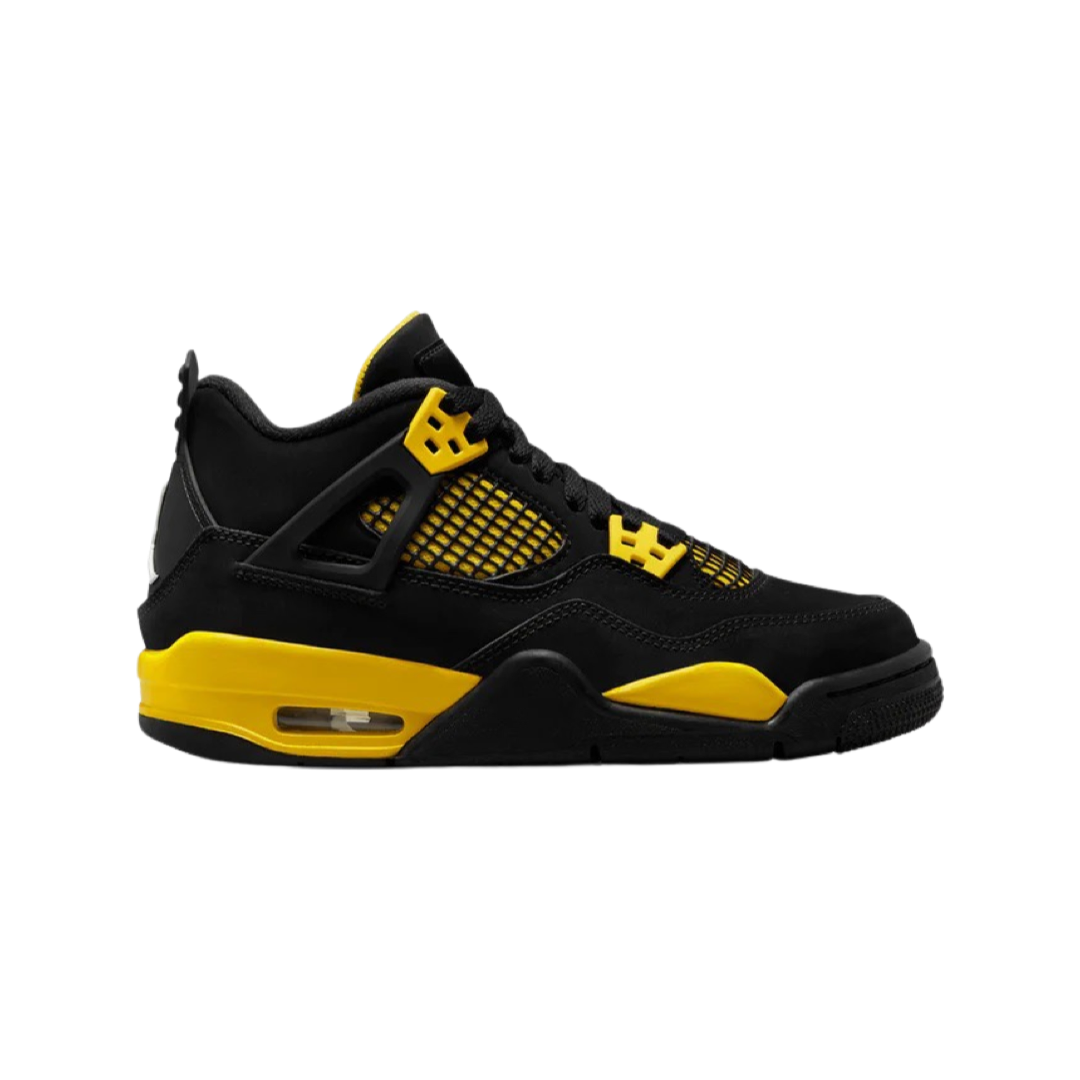 Air Jordan 4 Retro GS Thunder 2023 - Black White Tour Yellow Basketball Shoes for Women & Girls - Perfect for Streetwear & Court Performance