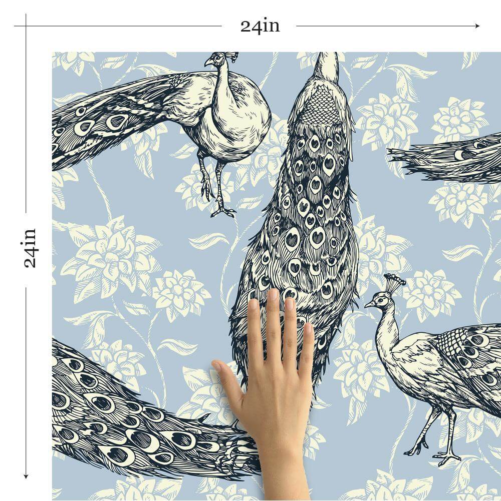 Blue Textured Animal Print Peel and Stick Removable Wallpaper - Self-Adhesive Decorative Wall Covering for Nursery, Kids Room, Dorm, and Home Decor