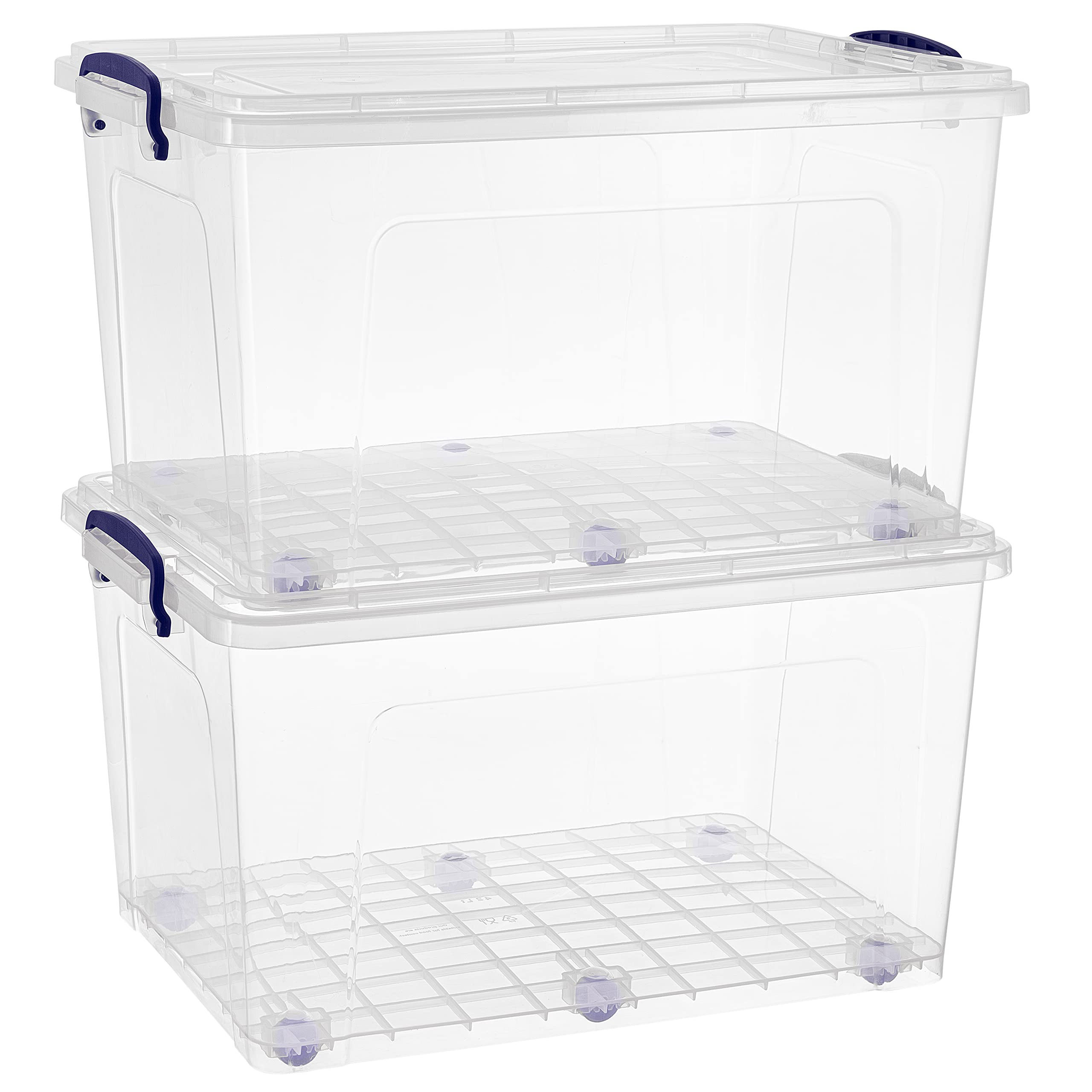 Superio Clear Plastic Storage Bins with Lids - 44 Quart Stackable Organizing Containers (2 Pack) | BPA Free & Odor Free | Perfect for Home, Dorm, Pantry & Closet Organization