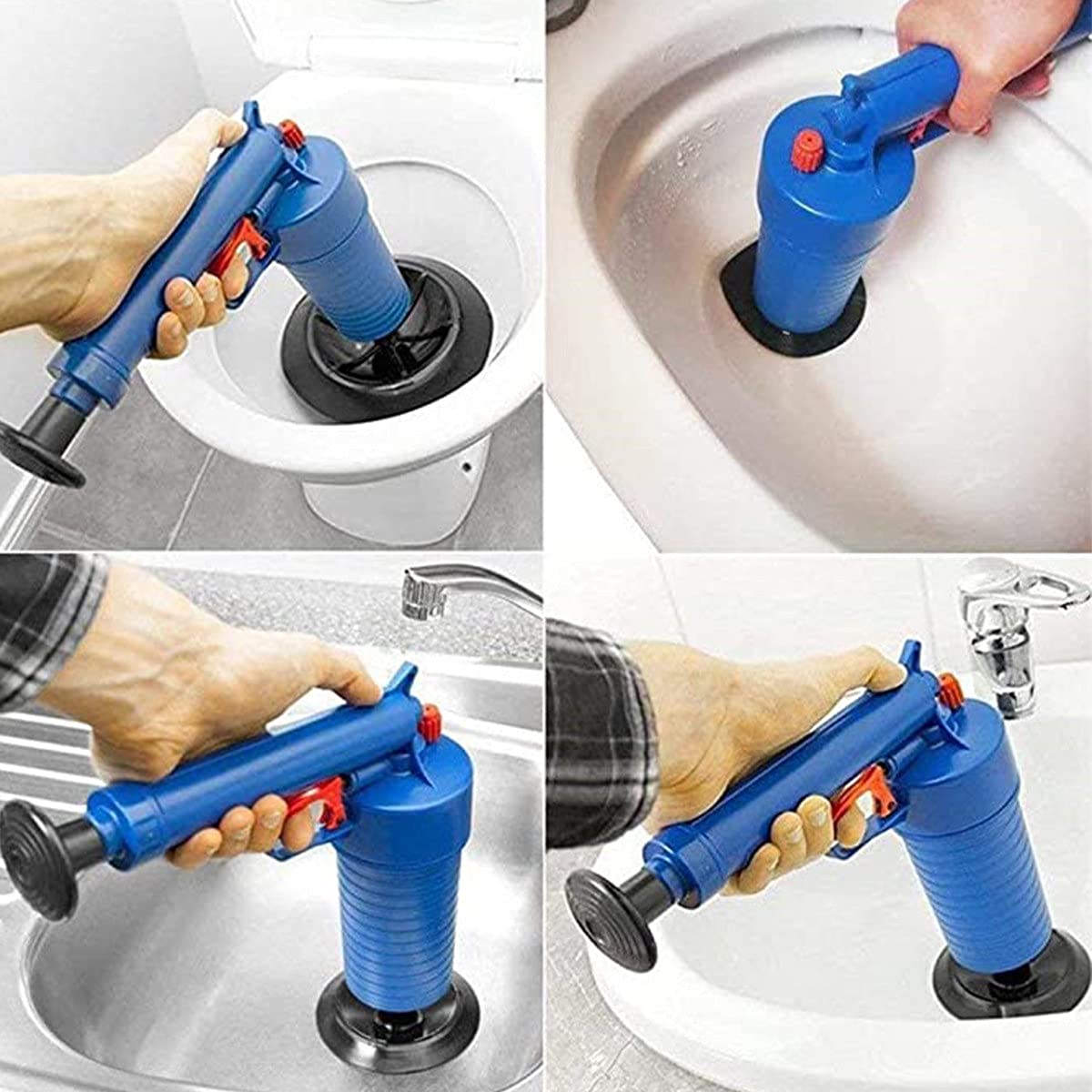 **High Pressure Air Drain Blaster Cleaner - Powerful Toilet Plunger & Drain Unblocker for Kitchen, Bathroom, Sink - Fast Clogged Pipe Removal for Home & Commercial Use**