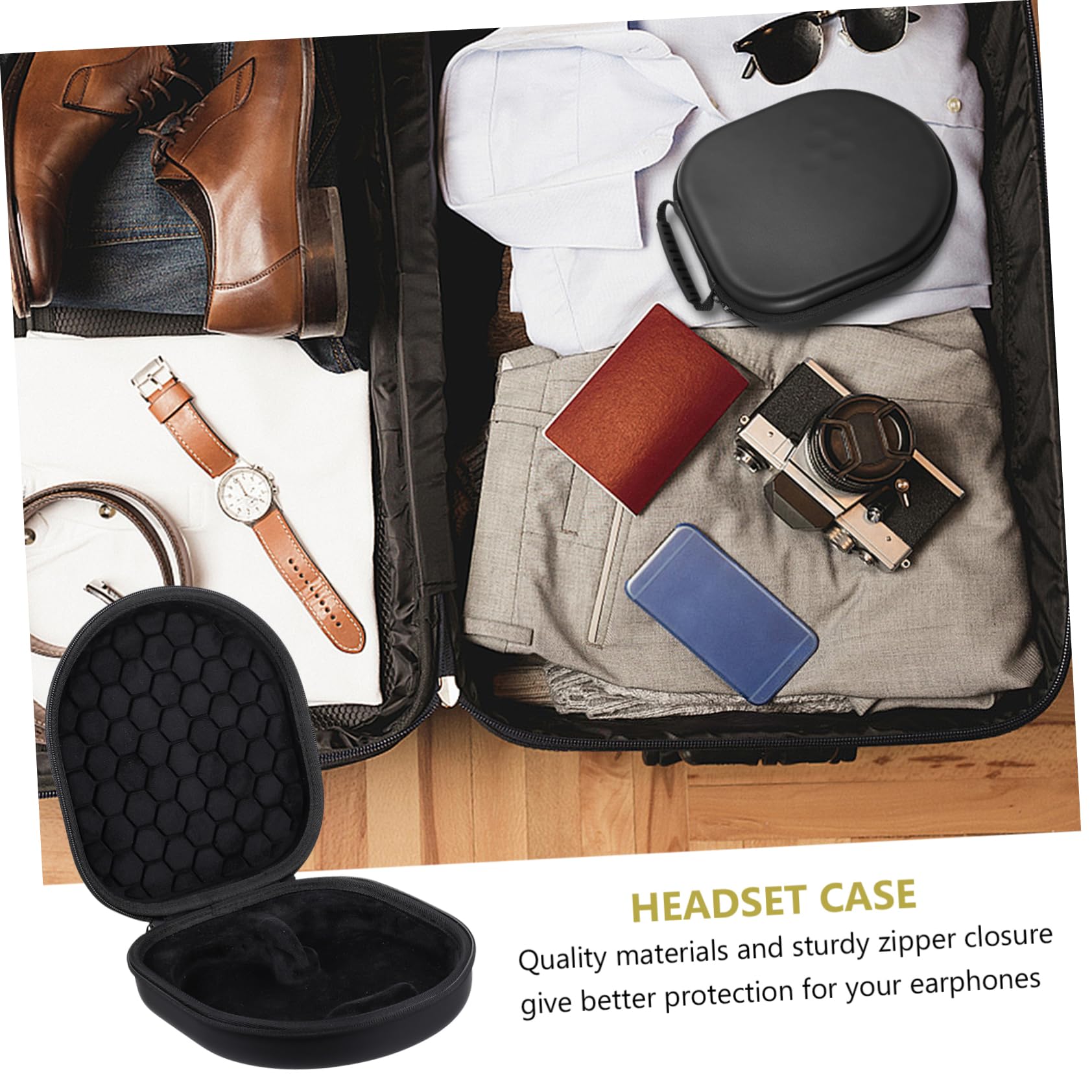Jojofuny 4-Pack Headphone Case Travel Organizer - Durable Tarpaulin Carrying Bag for Earphones & Headsets - Perfect for Travel, Commuting, and Daily Storage