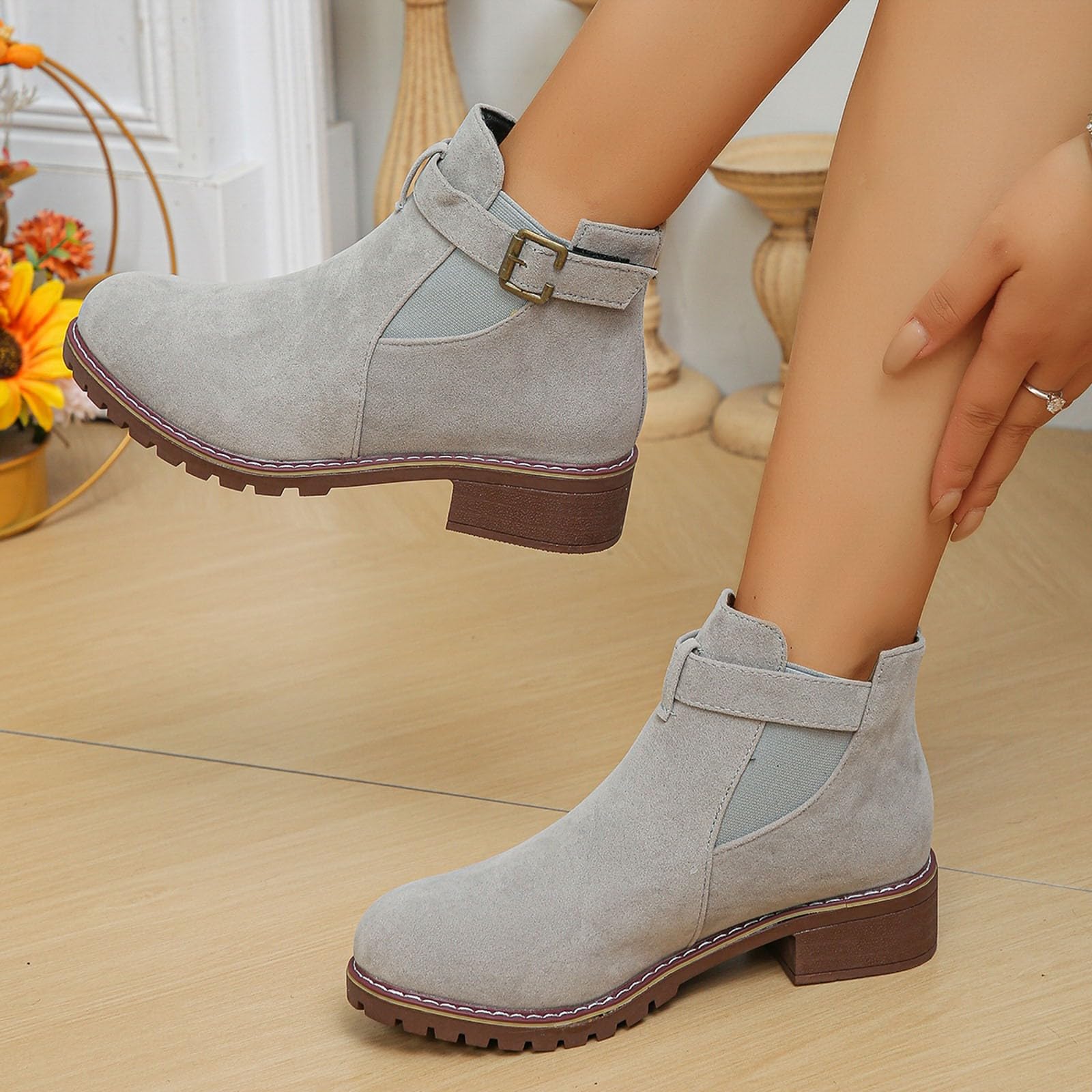 Women's Black High Rain Boots - Flat Strappy Ankle Boots for Wide Calf - Perfect for Rainy Days, Outdoor Adventures & Casual Wear