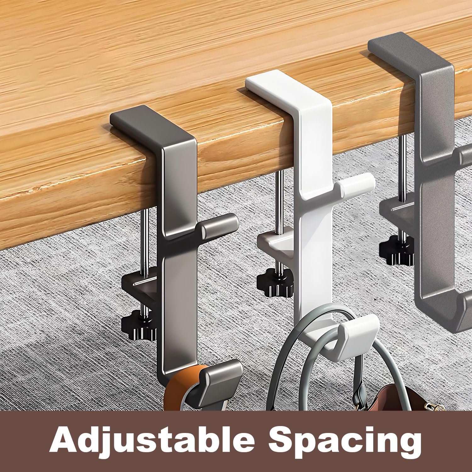 Premium Aluminum Alloy Under Desk Headphone Stand - JAKO Space-Saving Headset Hanger Holder for Gaming PC & Office Setup, Ergonomic Clamp Hook Mount for Computer Desk Accessories (Black) - Perfect for Streamers, Gamers & Home Office Workspace Organization