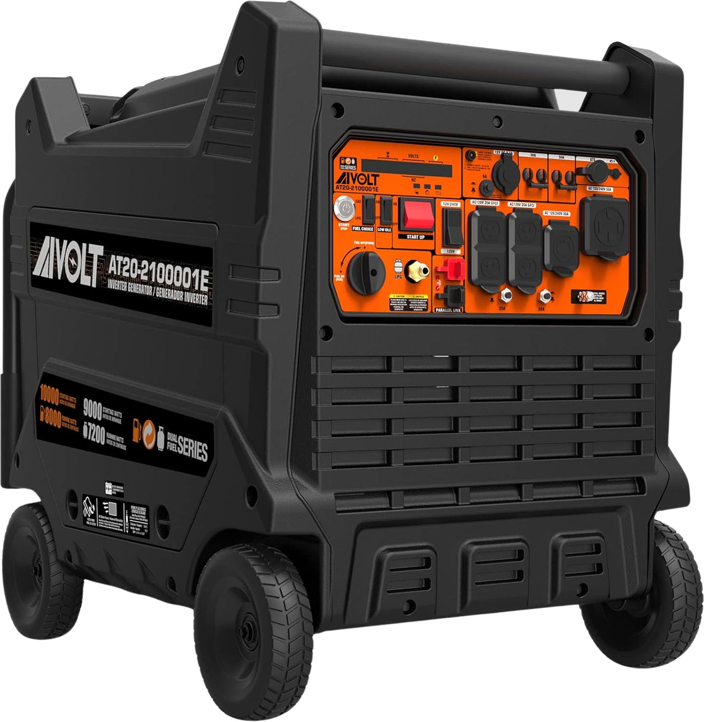 Aivolt 8000W/10000W Dual Fuel Inverter Generator with 50 Amp Output & Remote Electric Start - Portable Power for Camping, RV Trips & Home Backup