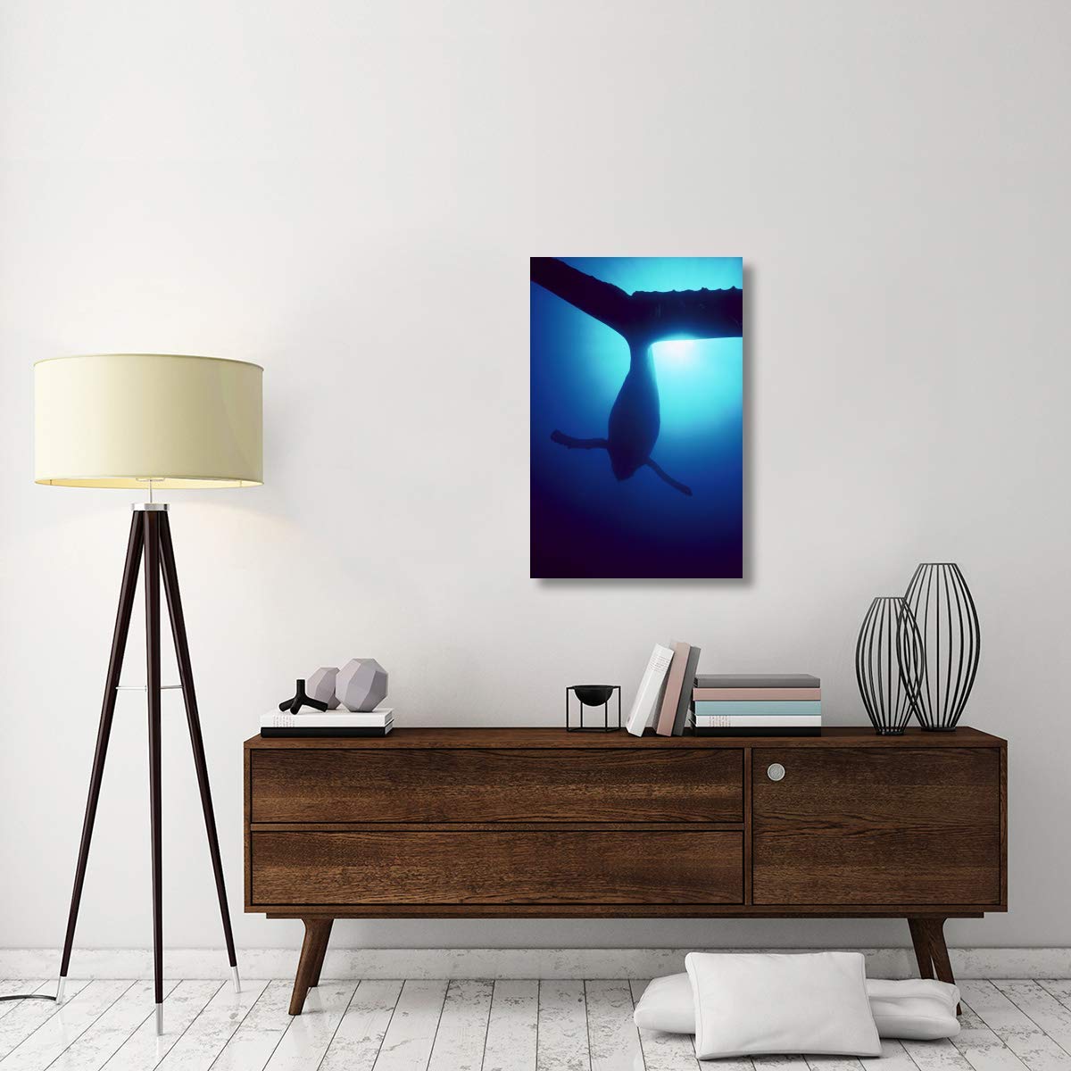 Humpback Whale Male Singing Underwater Canvas Art Print - 24x36 Inch Wall Decor - Maui Hawaii Ocean Wildlife Photography - Perfect for Living Room, Bedroom or Office Decor