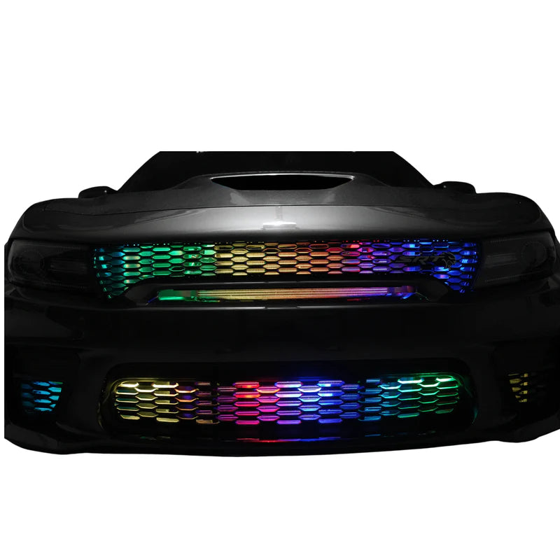Multicolor LED Grille Kit - RGB Car Grill Lights with Remote Control for Trucks & SUVs - Perfect for Off-Roading & Night Driving